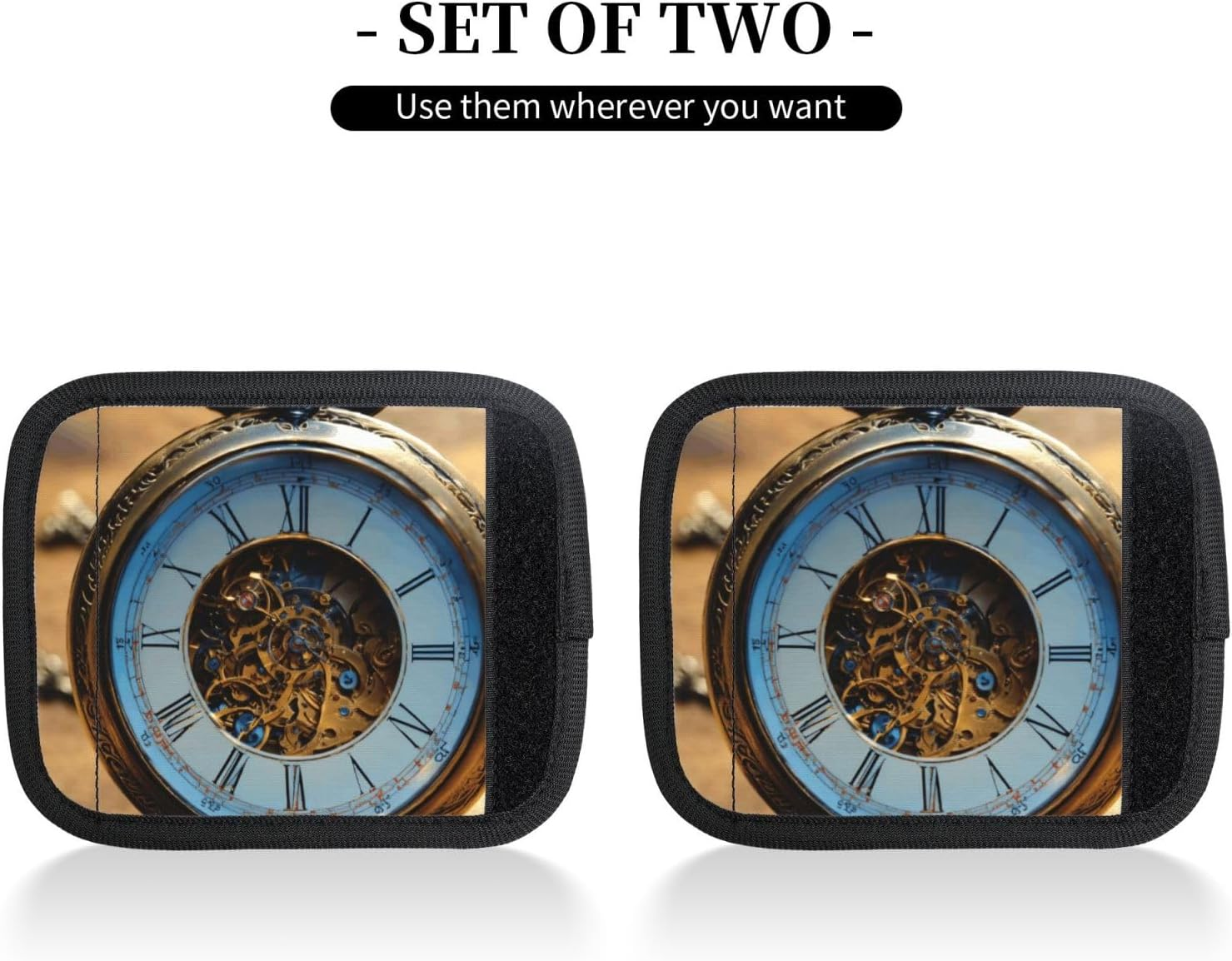 Gears Clock Bronze Century Print Stylish Luggage Wrap Grips Suitcase Wrap Grips Identifiers for Easy Travel Comfort image number 1