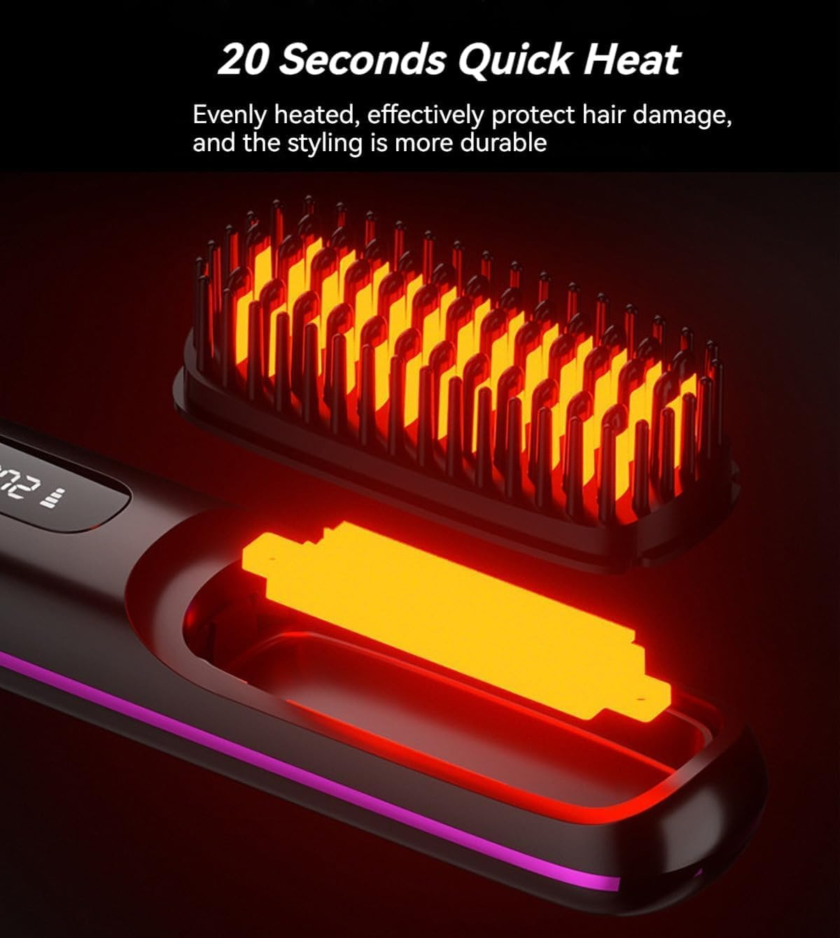 JCDZAUPZ Gobrush PRO - Cordless, Rechargeable Hair Straightener Brush, Light Blue image number 2