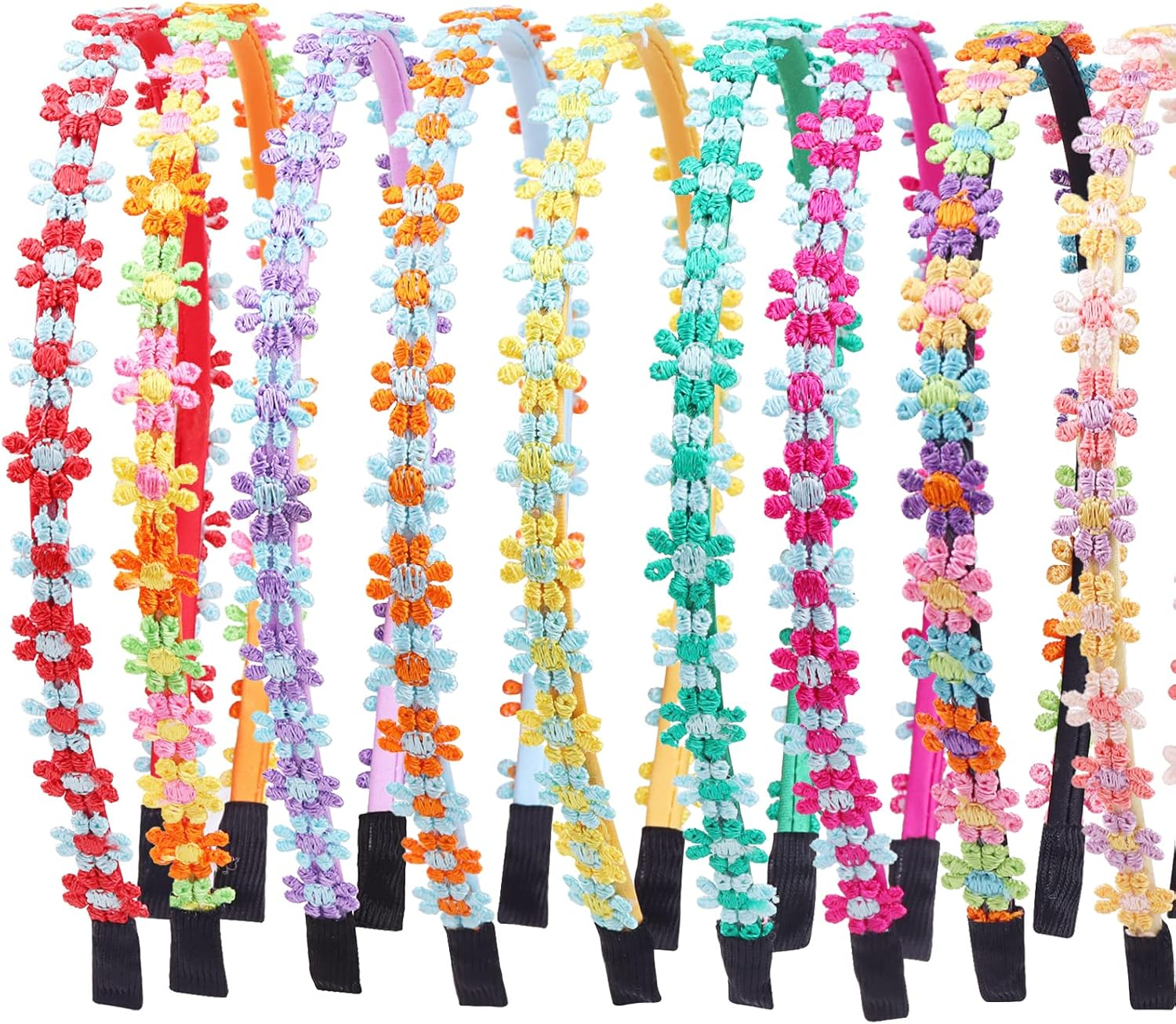 Hair Bands Girls Headbands Flowers, Daisy Flower Headband, Hair Bands for Girls, Colourful Daisy Headbands, Cute and Cute Decoration, Sequin Headbands (Pack of 9) image number 2