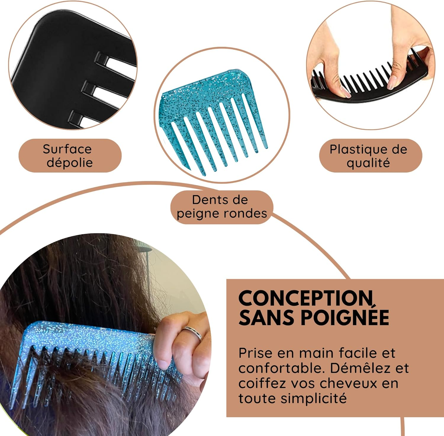 Wide Teeth Comb - Black (Purple) image number 4