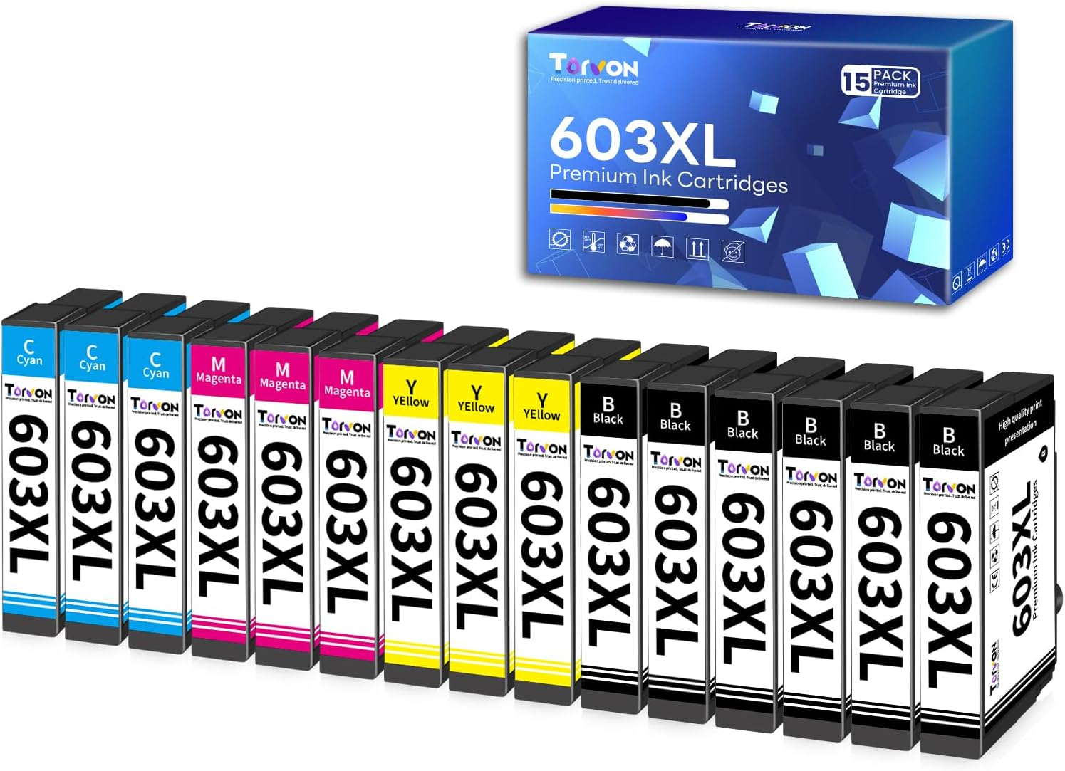 Torvon 212XL Ink Cartridge for Epson 212 212XL 212 XL Ink Cartridges Combo Pack 4 Compatible with Epson XP-2100 XP2100 XP-3100 XP-3105 XP-4100 XP4100 WF-2810 WF-2830 WF-2850 Printer(B/C/M/Y)