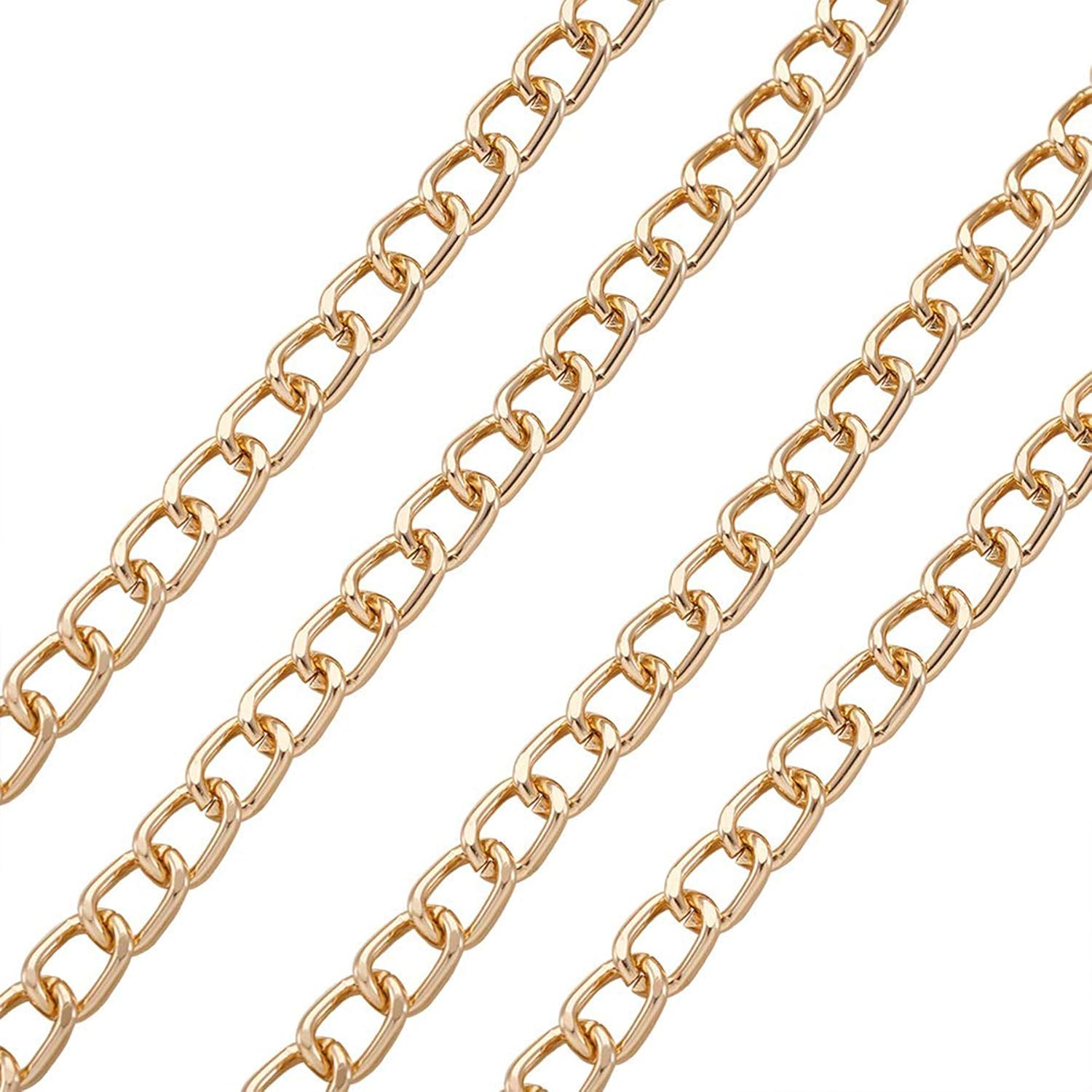 ALEXCRAFT 16.4Feet Gold Plated Brass Curb Chain Twisted Chunky Link Chains Bulk with Spool for Jewelry Making image number 4