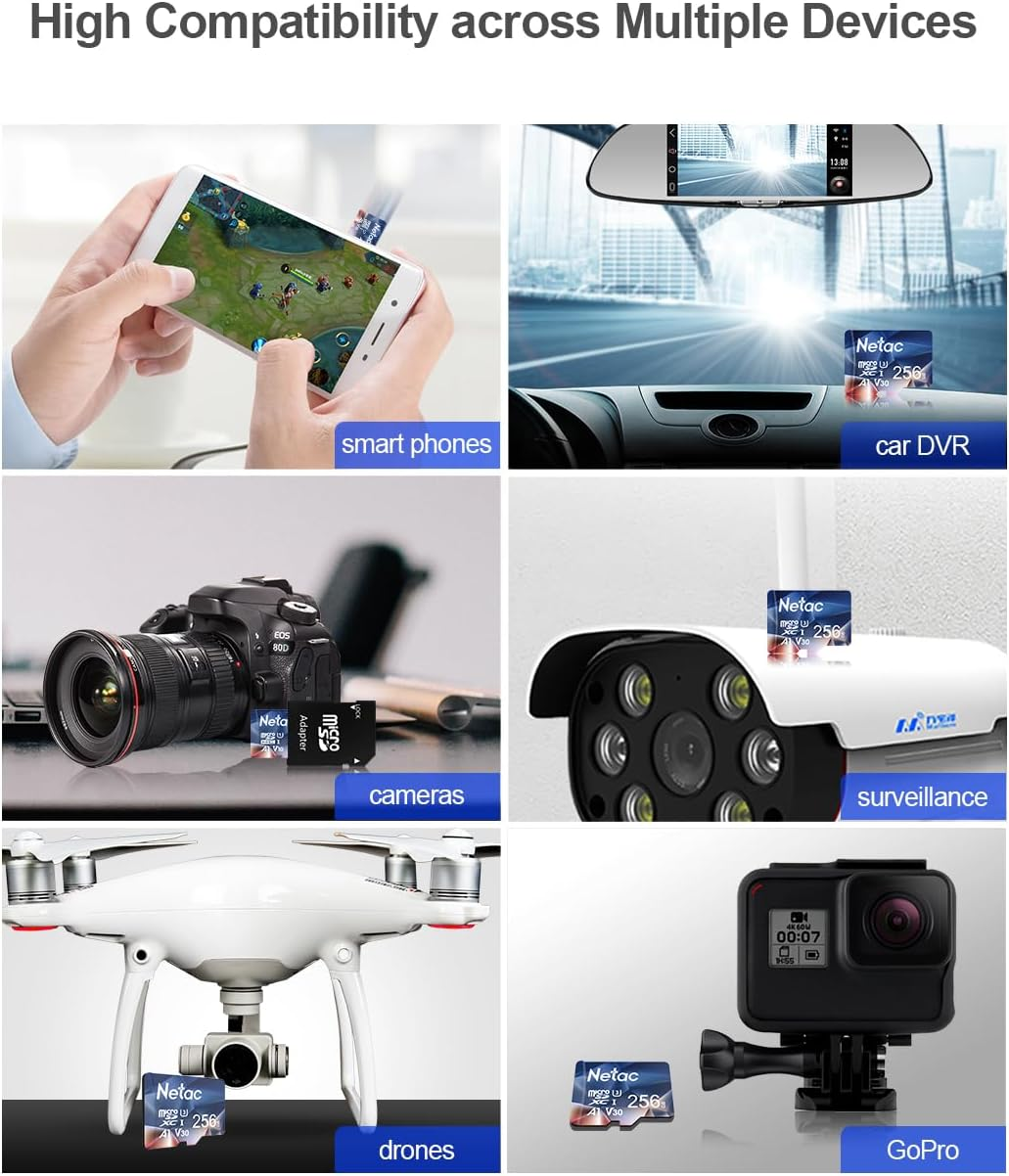 Netac 256GB Microsdxc UHS-I Memory Card up to 100Mb/S,U3,A1,V30 for Nintendo Switch, Camera, Drone image number 3