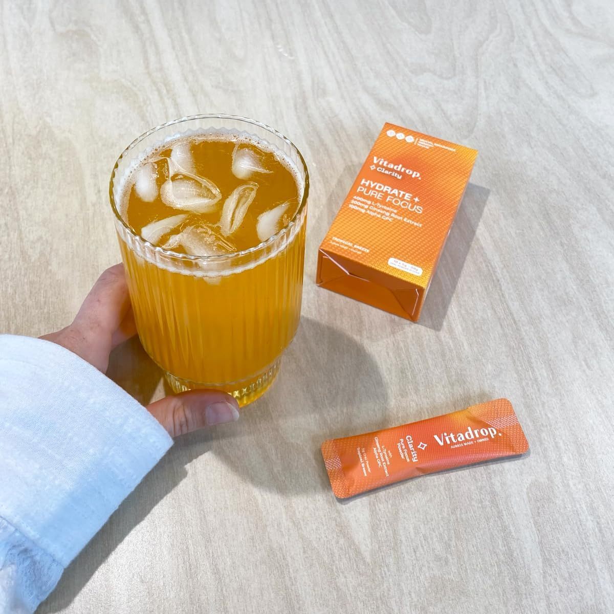 Vitadrop Hydrate+ Pure Focus: 400Mg L-Tyrosine, 200Mg Ginseng Root Extract + 100Mg Alpha GPC (Tropical Breeze Flavour) image number 2