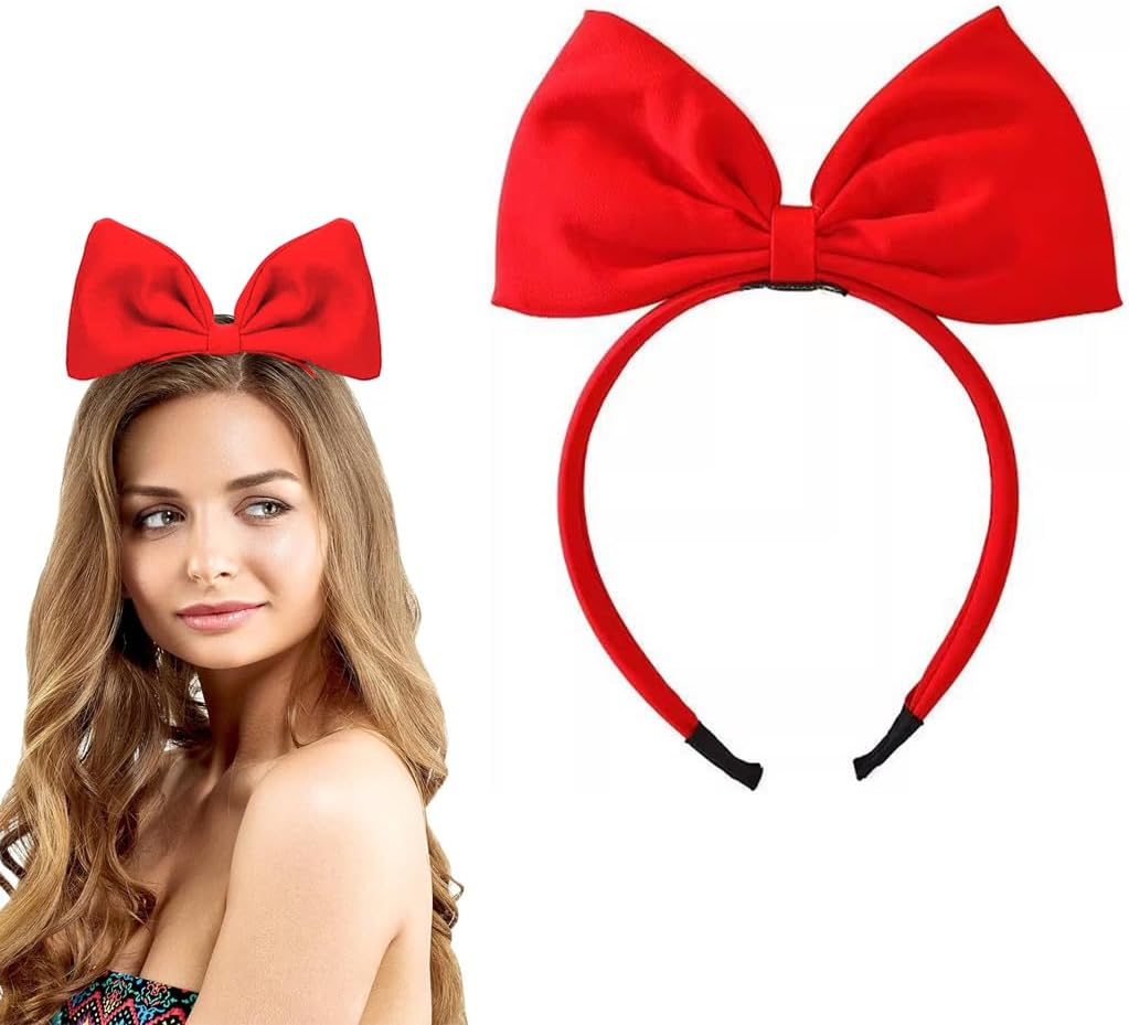 SGERUFZ Black Bow Headband Headdress for Women and Girls, Valentine'S Day Red Bow Hair Bands Hair Band Perfect Hair Accessories for Party and Cosplay (Red) image number 4