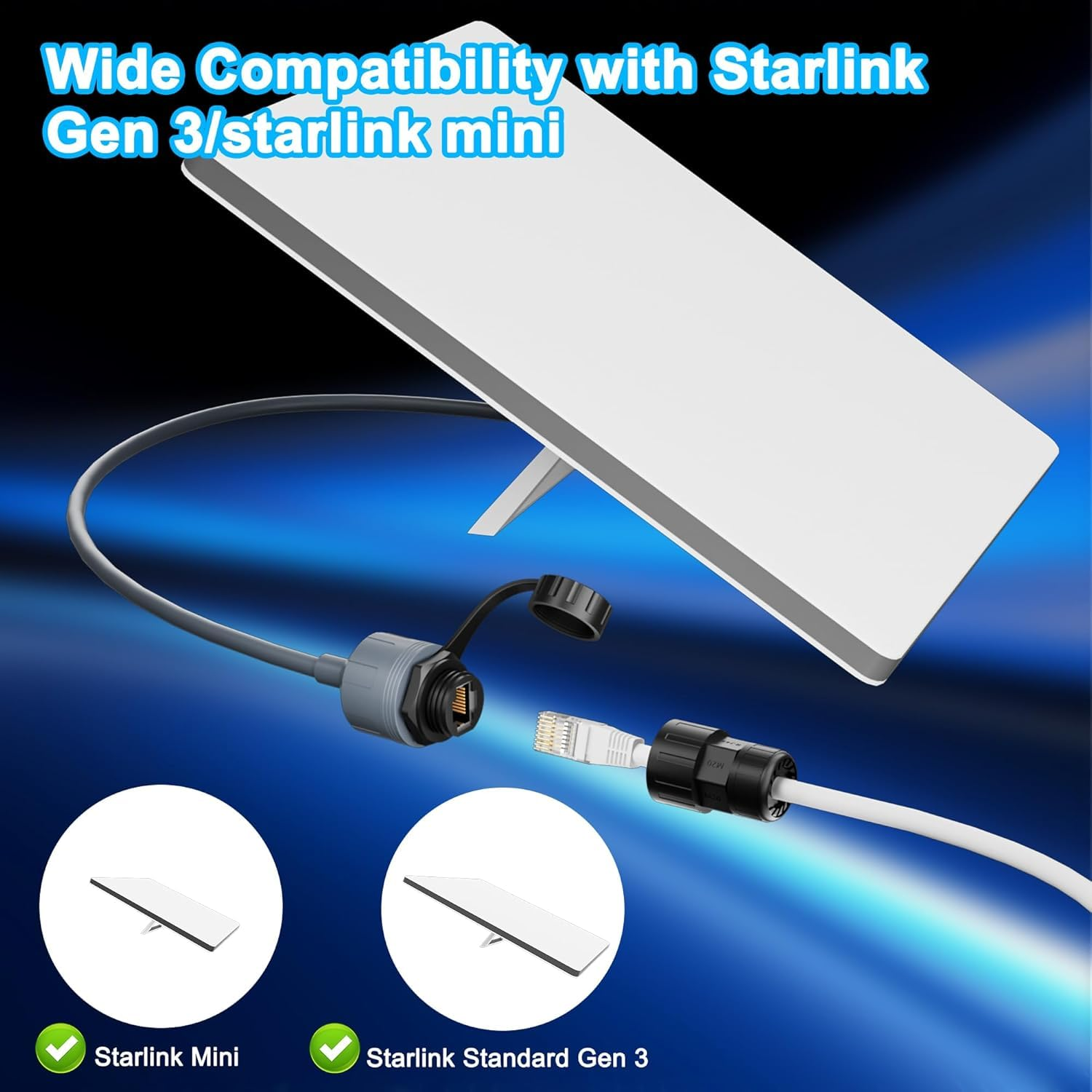 Daboot Starlink Ethernet Adapter - Waterproof Starlink Cable Extension for Gen 3/Mini Starlink Standard to RJ45 Coupler for Starlink V3 Dish, Router, Mini Dish (1 Pack) image number 4
