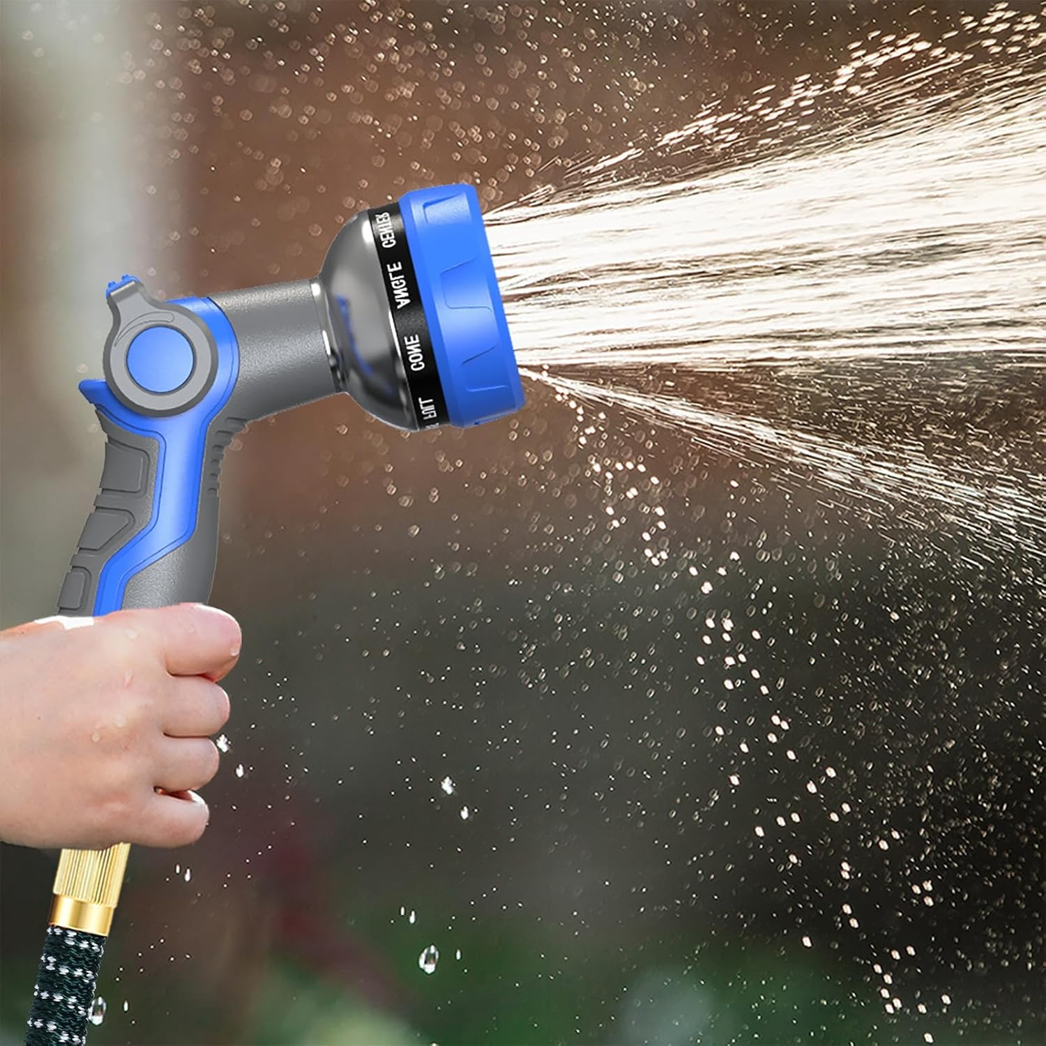 Hose Nozzle 10 Adjustable Patterns Premium High Pressure Water Hose Nozzle with Thumb Control Design Hose Sprayer Nozzle for Garden & Lawns Watering, Cleaning, Pets & Car Washing image number 2