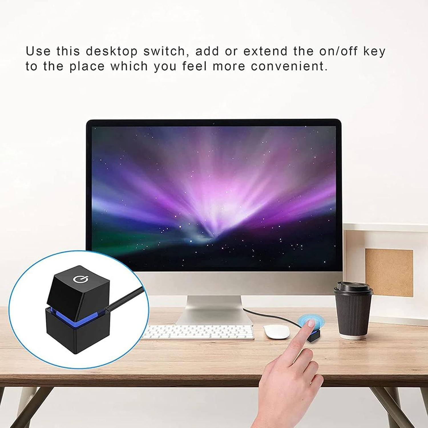 Ejoyous Desktop PC Power Button Extension (6.6Ft/2M) ABS Material, Blue Mechanical Switch 7 Color Gradient Light, for Home/Office/Internet Cafe with Installation Accessories image number 6
