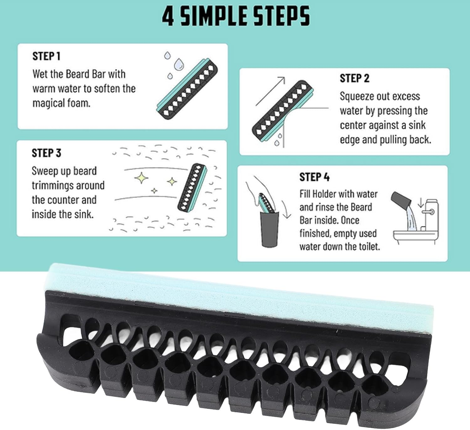 Beard Bar Cleaning Tool for Menn,Flexible Sponge Strip Beard Hair Catcher Cleaning Tool for Sink, Fastest and Most Effective Way to Clean up Beard Trimmings and Hair from The image number 4