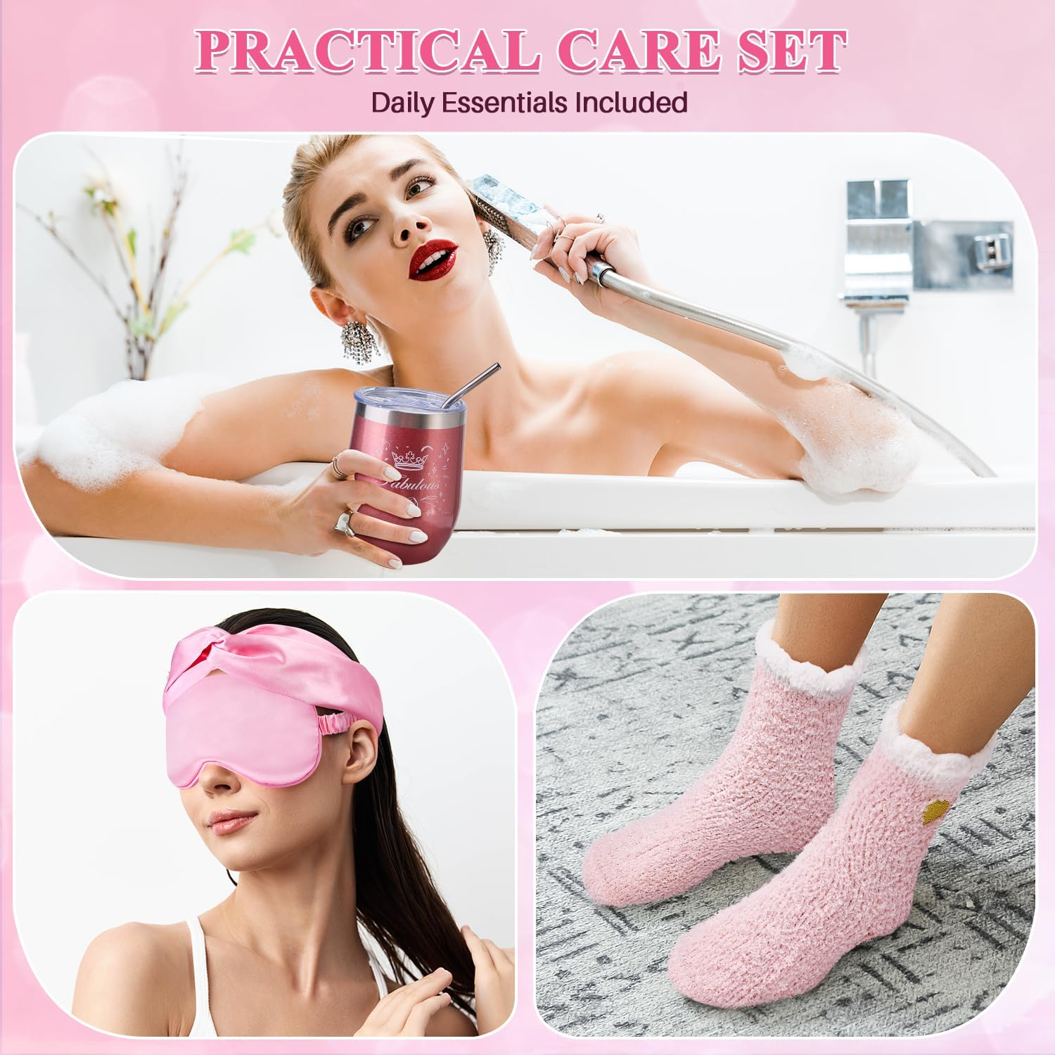 WOTOW Birthday Gifts for Women - 13PCS Bath Salts Gift Set with Aromatherapy Candle Bath Balls Bath Set image number 1