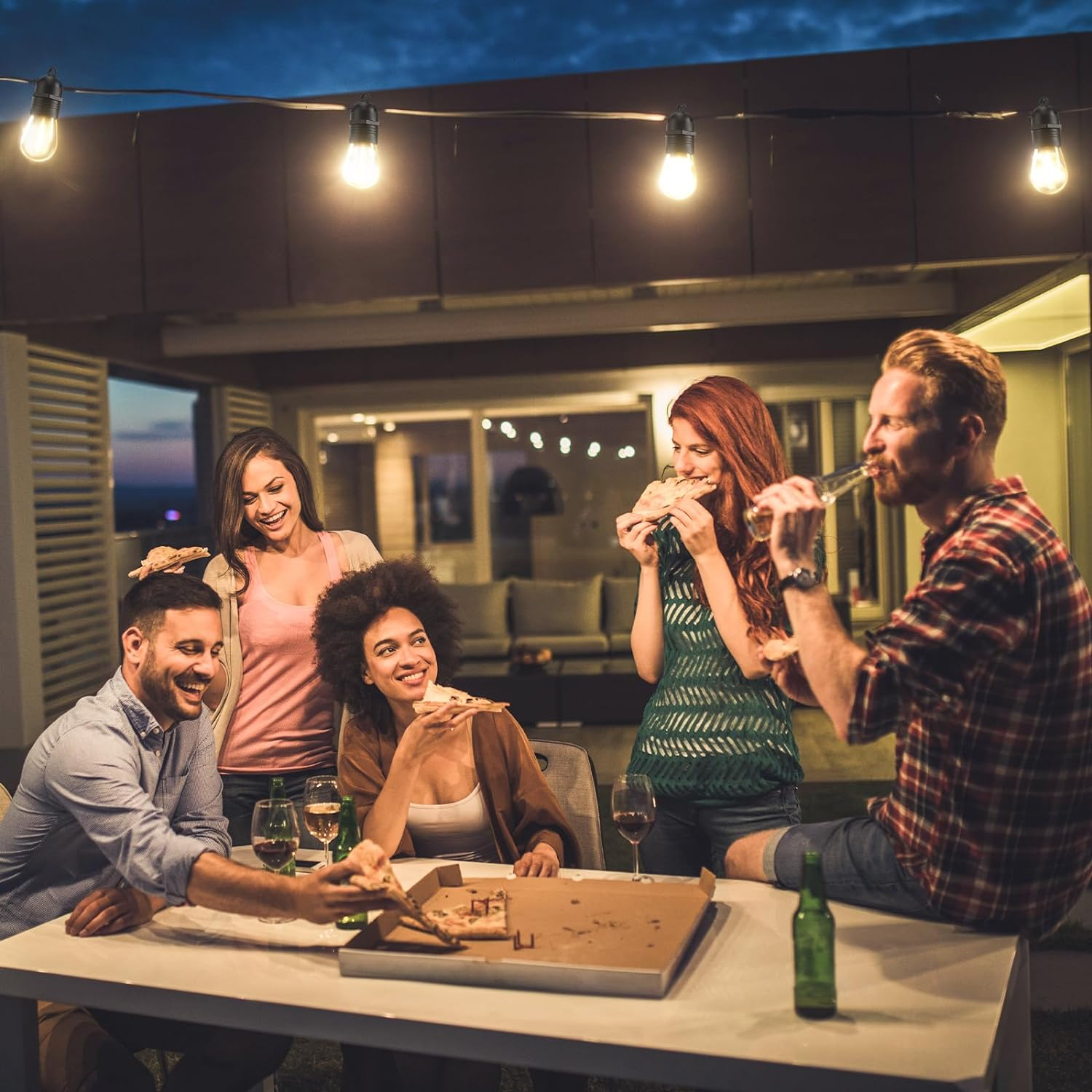 LIWEGHT Festoon Lights Outdoor, 15M 15Bulbs+1Spares LED Outdoor Lights, Christmas String Lights, IP65 Waterproof and Shatterproof Fairy Lights for Garden, Party, Camping image number 4