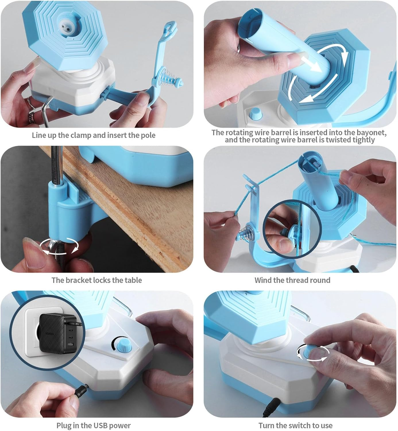 Yarn Winder, Electric Yarn Winder for Crocheting, Large Capacity Electric Yarn Ball Winder, Stepless Speed Automatic Yarn Spinner Yarn Cake Winder for Knitting Enthusiast image number 5