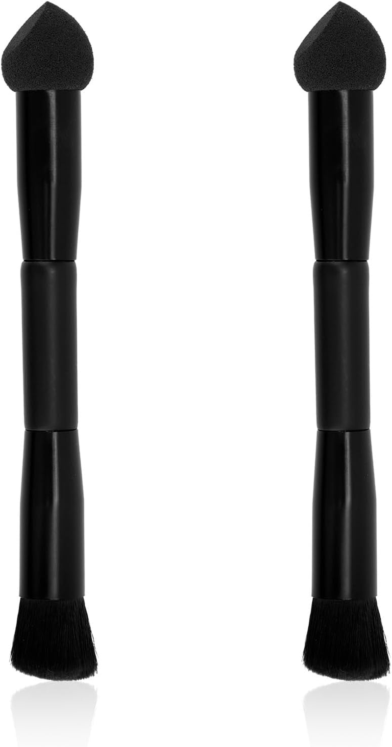 2Pcs Dual Ended Hairline Powder Brush, Black Hair Makeup Brushes with Sponge Head and Nylon Bristle for Hair Contouring Root Touch Up image number 2
