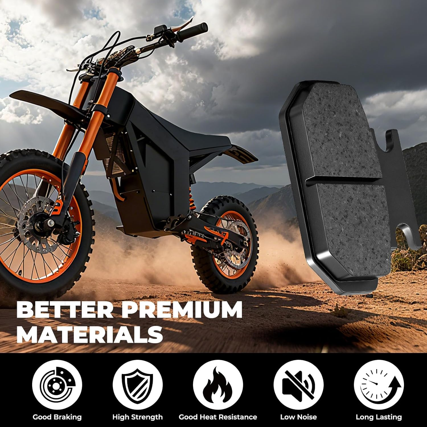 JERBOR 1 Pair of Brake Pads for Tuttio Soleil01 Electric Drit Bike, Front Rear Disc Brake Pad Durable Low Noise Electric Dirt Bike Brake Pads for Tuttio Accessories image number 4