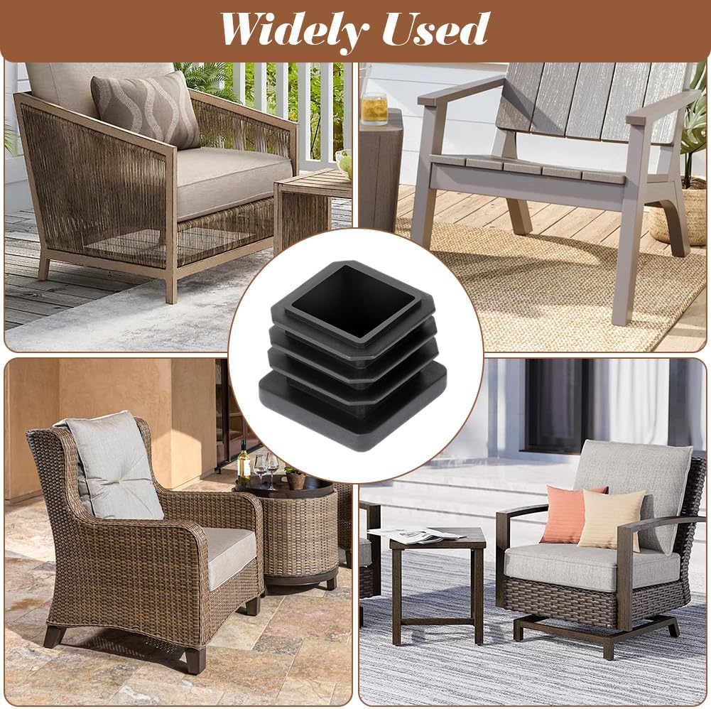 OSDUE 16PCS Square 16 * 16Mm Plastic End Caps, Furniture Caster Cups,Non-Slip Furniture Pads, for Bed Cabinet Sofa Tables Desks Chairs Bed Furniture Foot (Black), Prevent Scratches & Damage image number 2