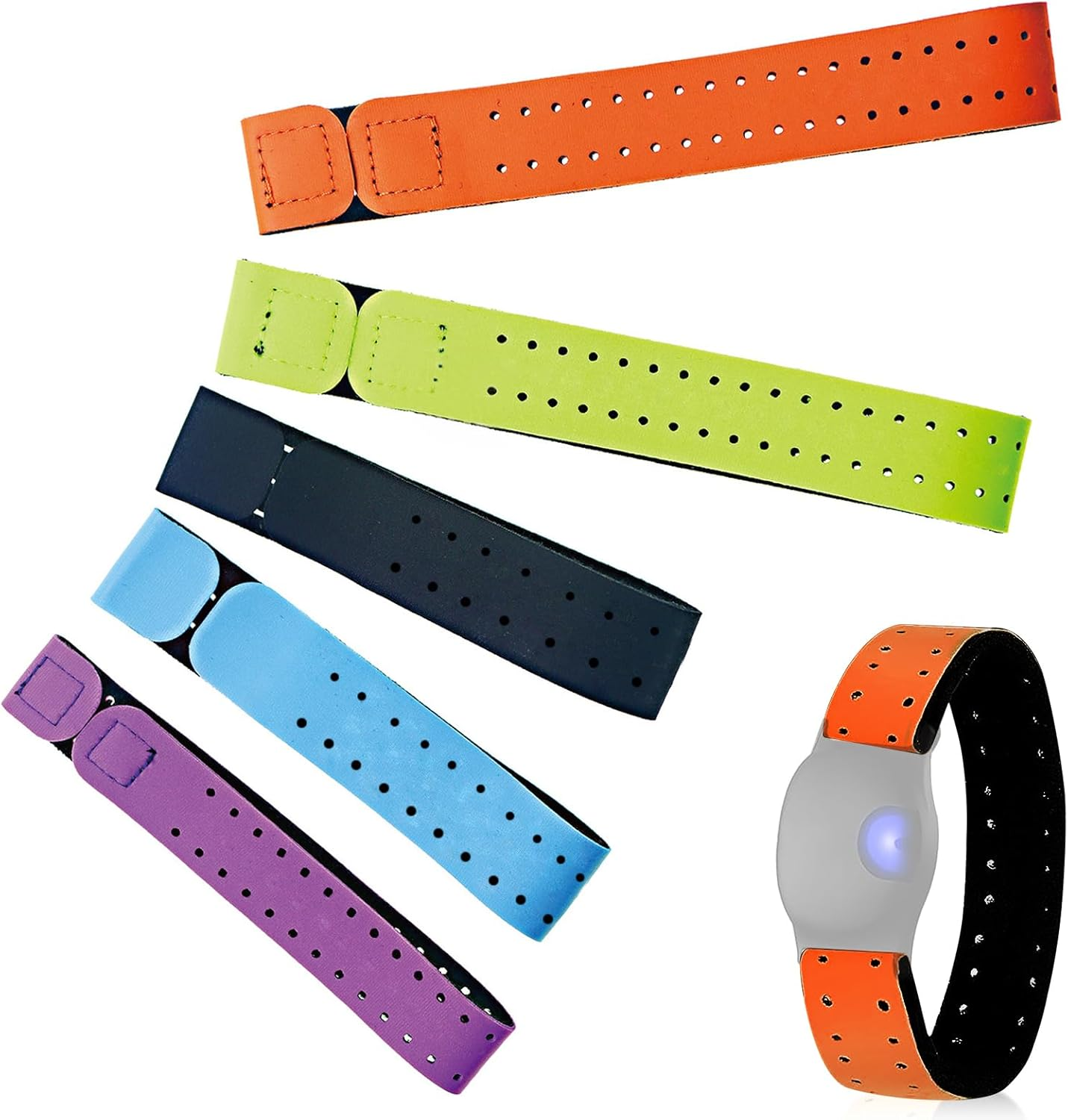 5Pcs Replacement Heart Rate Monitor Bands, 0.8X13.8In 5 Colors Soft Heart Rate Strap Adjustable Armband Strap Heart Rate Monitor Band for OTF Beat Heart Rate Sensor,And for Theory Fitness image number 2