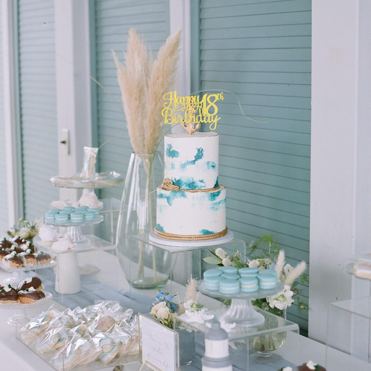 1 PACK Happy 18Th Birthday Cake Topper Gold Glitter Cheers to 18 Years Birthday Cake Pick 18 Fabulous Cake Decoration for 18Th Birthday Theme Party Decorations Supplies - 16Th image number 7