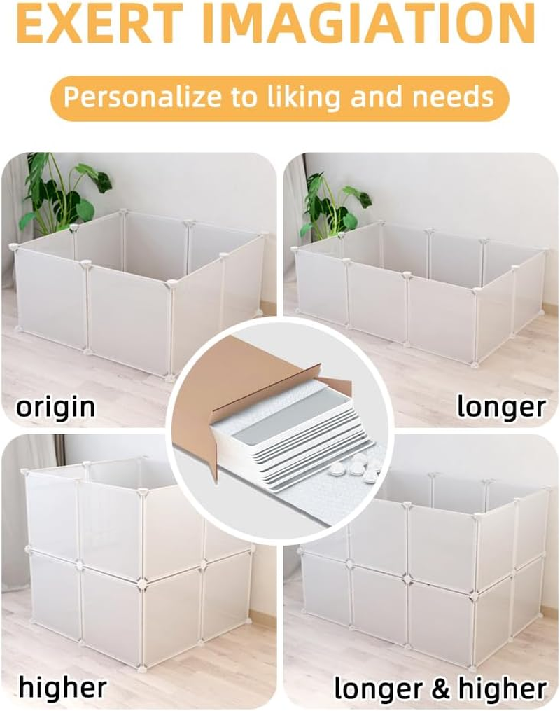 Ricjurzzty Pet Playpen,Resin Portable Polypropylene(Pp) XXS Size 30X30Cm(11.8In),Small Animal DIY Pen Cage Yard Fence,Outdoor & Indoor for Kitty,Puppy,Rabbit,Guinea Pig (20 Panels, White Translucent) image number 1