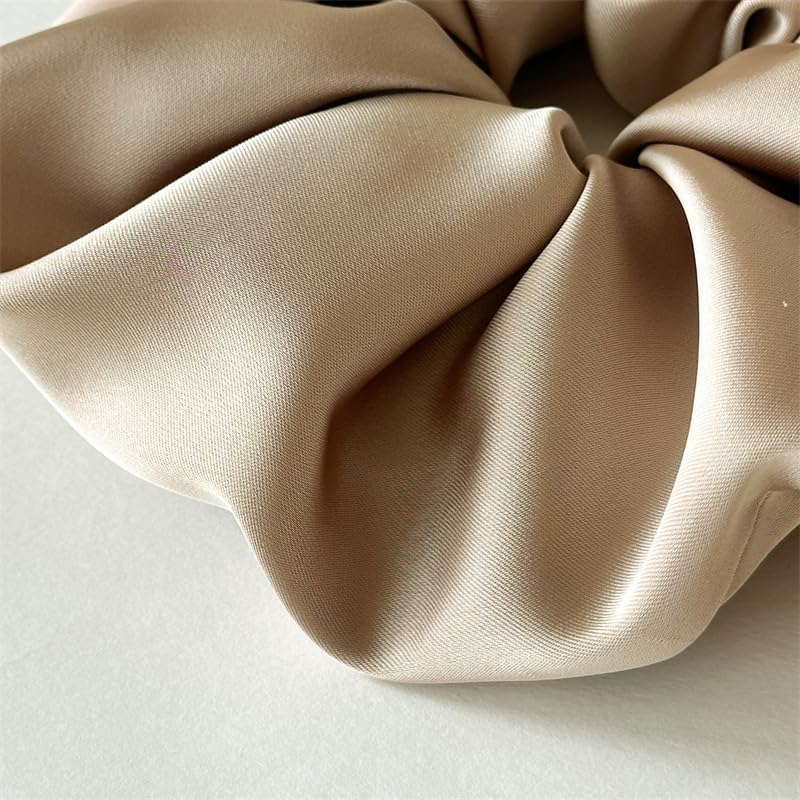 Jumbo Satin Scrunchies for Women, 2-Pack No-Damage Silk Scrunchies, Large Oversized Gentle Hair Ties That Reduce Breakage & Frizz, for Thick Hair Ponytail & Bun-Black and Beige - Black And Gray image number 3