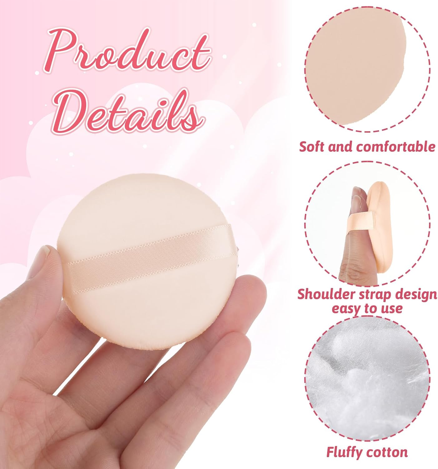 LXUEJIE Pack of 6 Loose Powder Puff round Powder Puff Makeup Cotton Powder Puff Face Sponge Cushion Puff round Velour Face Sponge for Foundation Blush Loose Setting Powder image number 6