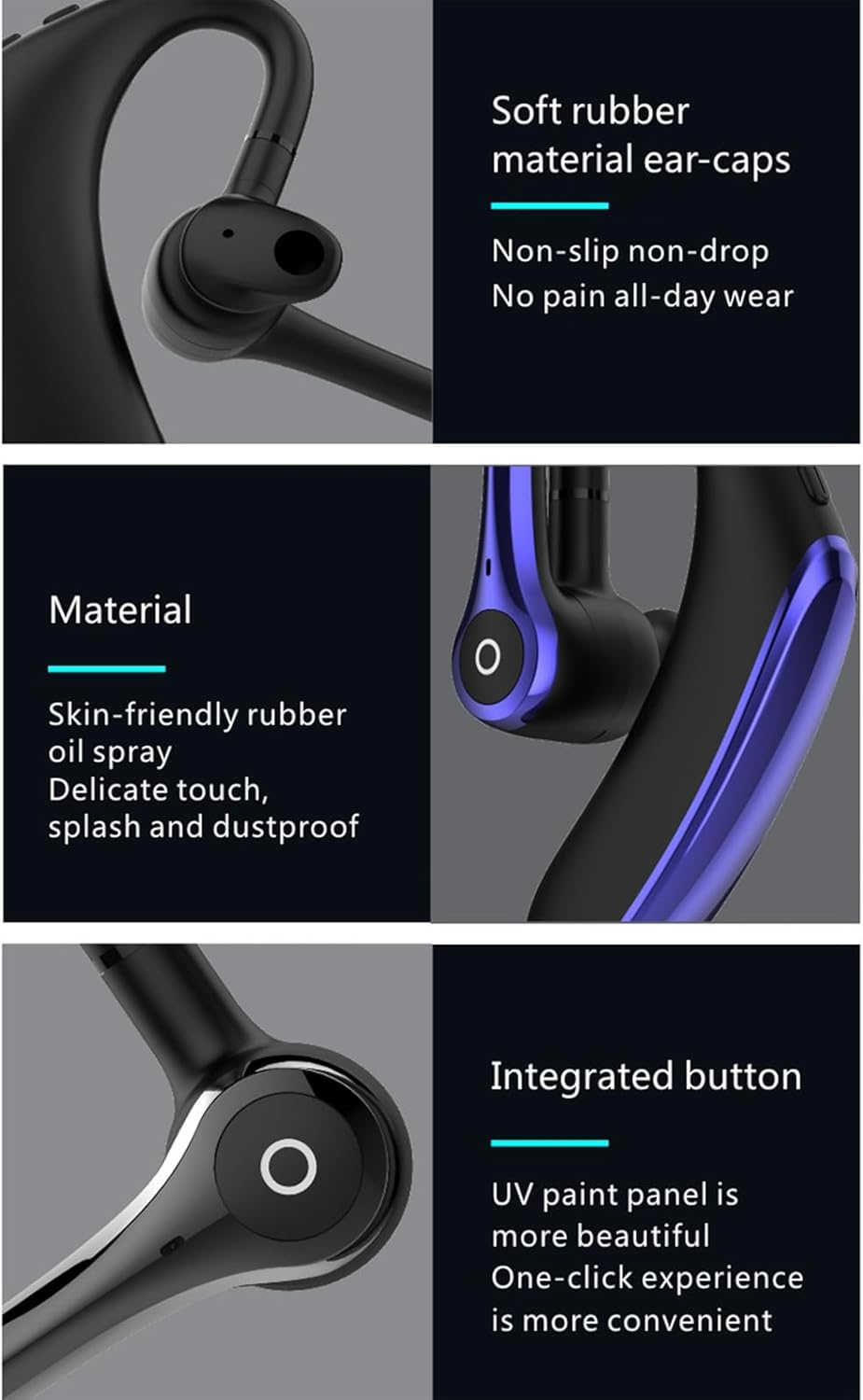 Daseeme F910 BT 5.0 Earpiece Business Headset Dual-Mic Earphones Noise Cancelling Headphone Hands- Earphone for Business/Work/Driving/Office image number 1