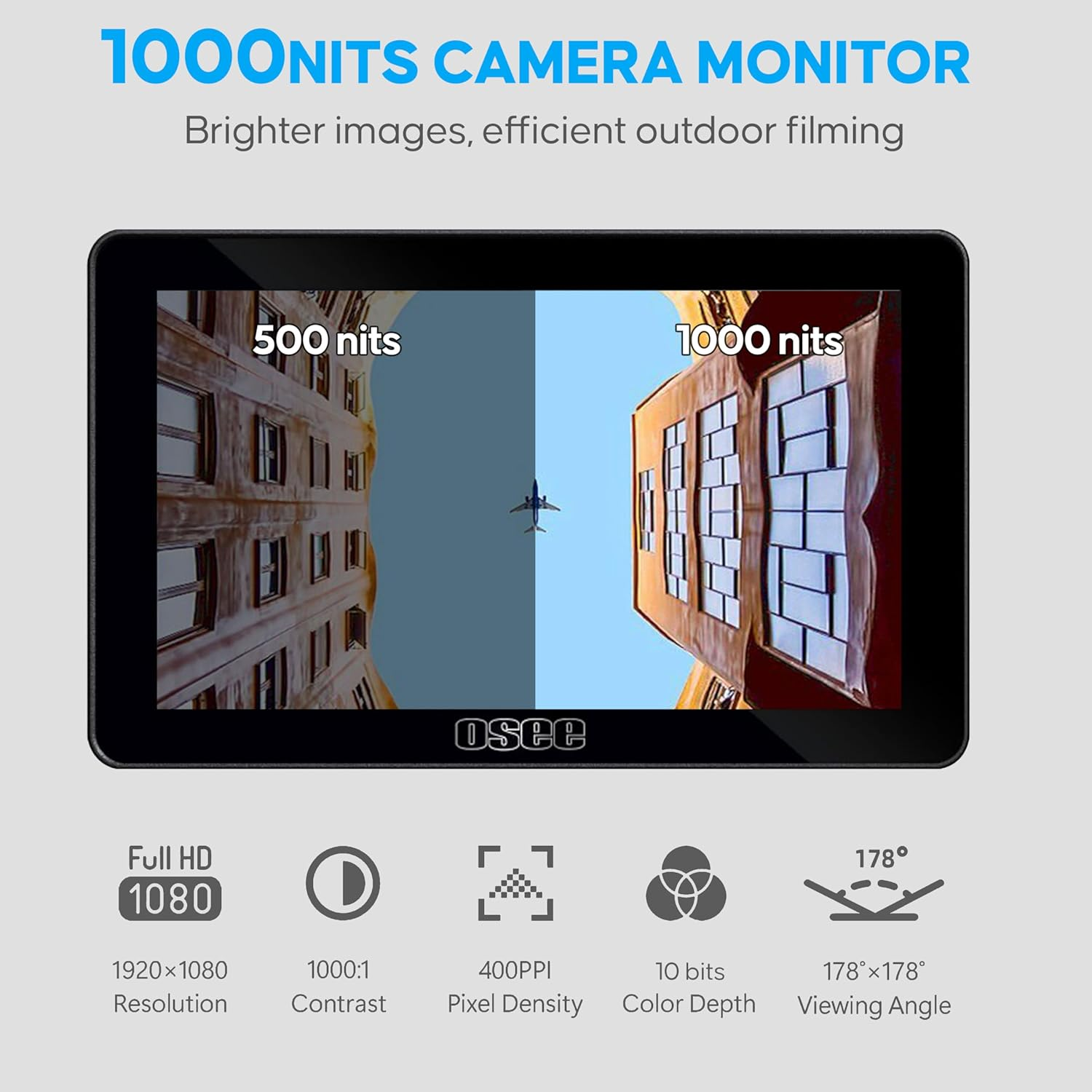 Osee Lilmon 5 Camera Monitor 5.5 Inch 1000Nits High-Bright Touch Screen Camera Field Monitor with 3D LUT HDR 4K HDMI in and Out Exposure Focus Assist Waveform for DSLR image number 5