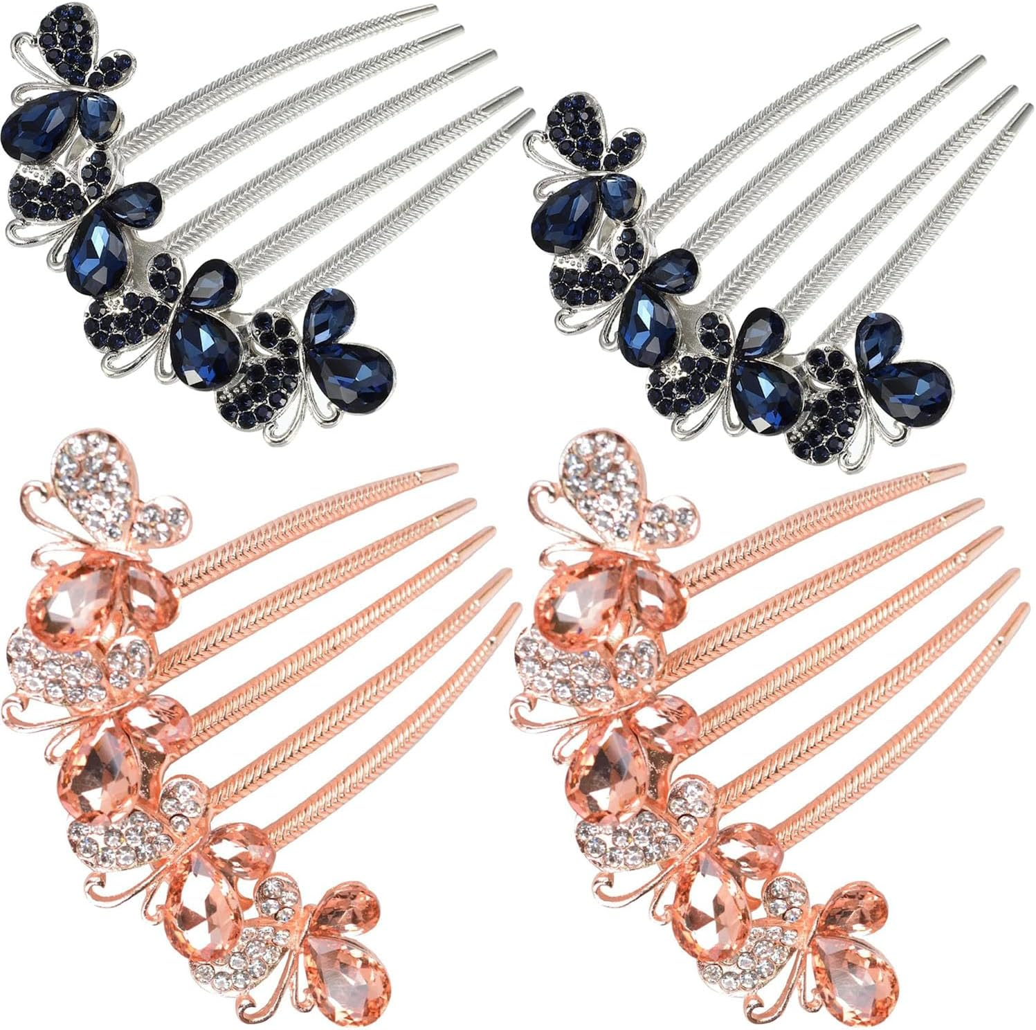 Set of 4 Vintage-Style Crystal Hair Combs &ndash; Elegant Side Hair Clips for Women, Perfect for Updos, Weddings & Special Events image number 2