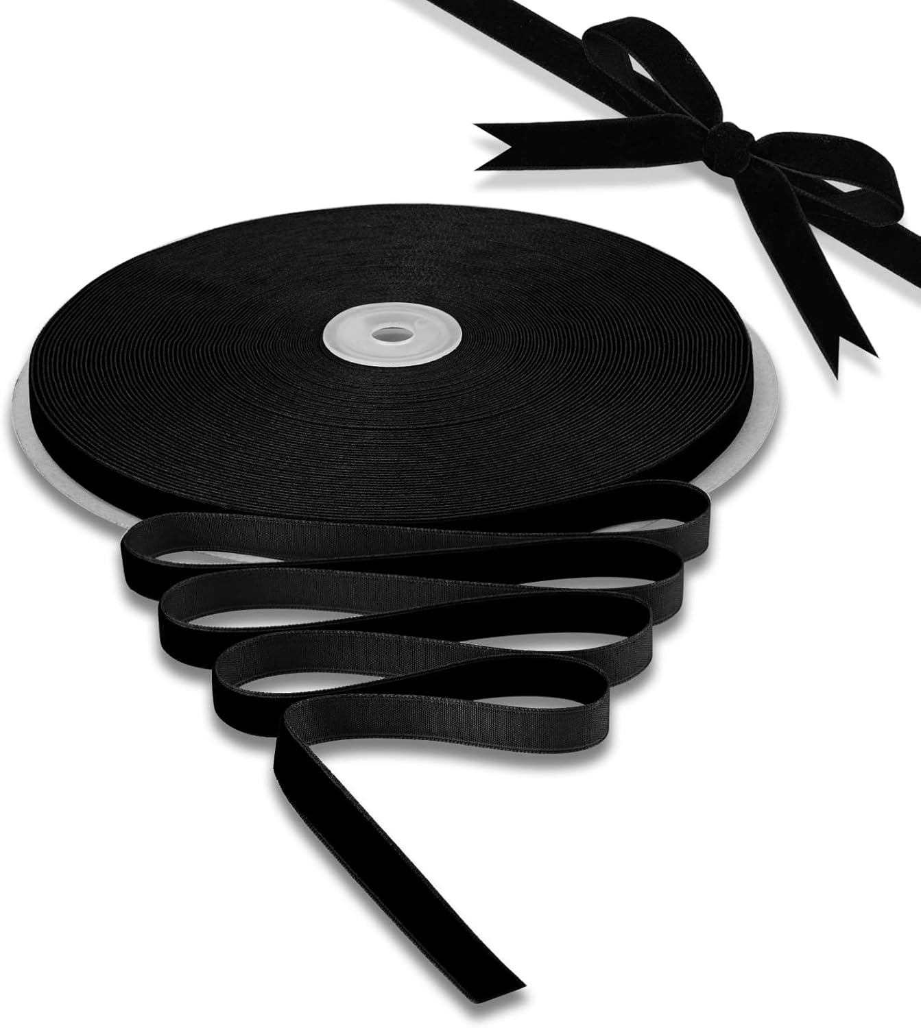 Black Velvet Ribbon 1 Inch X 30 Yards Vintage Nylon Velvet Wired Ribbon with Spool for Gifts Wrapping Home Decor Wedding Decorations DIY Crafts Projects