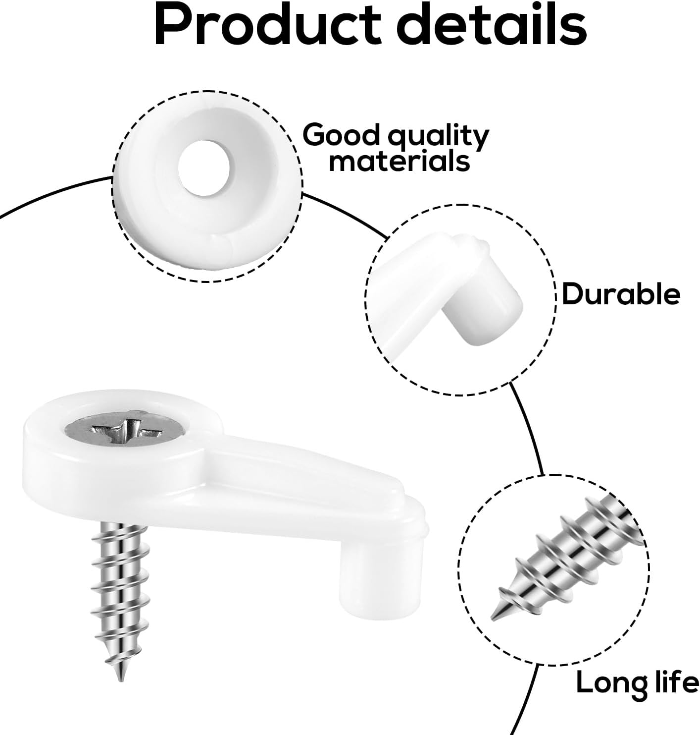 80Pcs Storm Window Clips, Glass Door Holder with Metal Screws Screen Retainer Clips Fixing Hardware Kit Windproof Fasteners for Windows Doors Cabinets Panels (White) image number 4