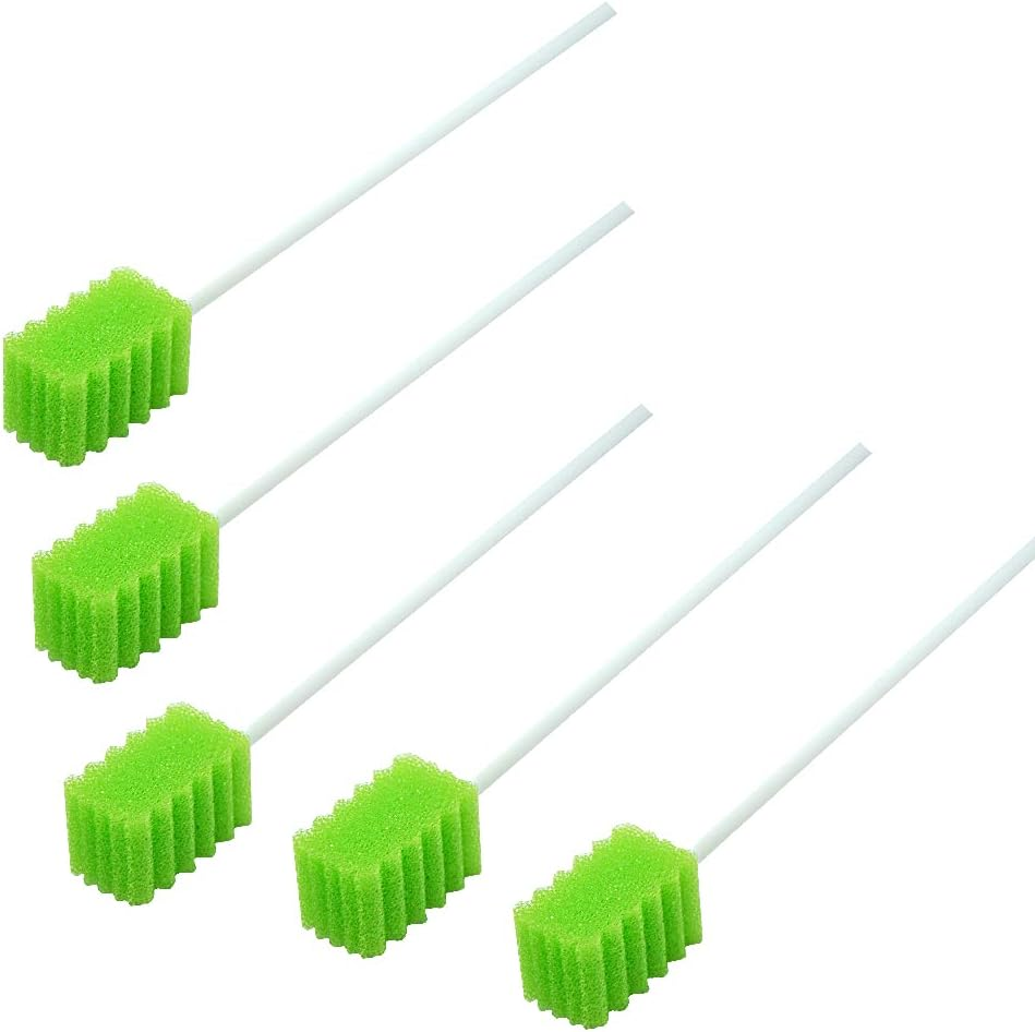 MUNKCARE Treated Oral Swabs with Dentifrice- Flavored Dental Swabs Individually Wrapped Fruit Green Tooth Shape for Oral Cavity Cleaning Sponge Swab, Box of 100 Counts image number 1