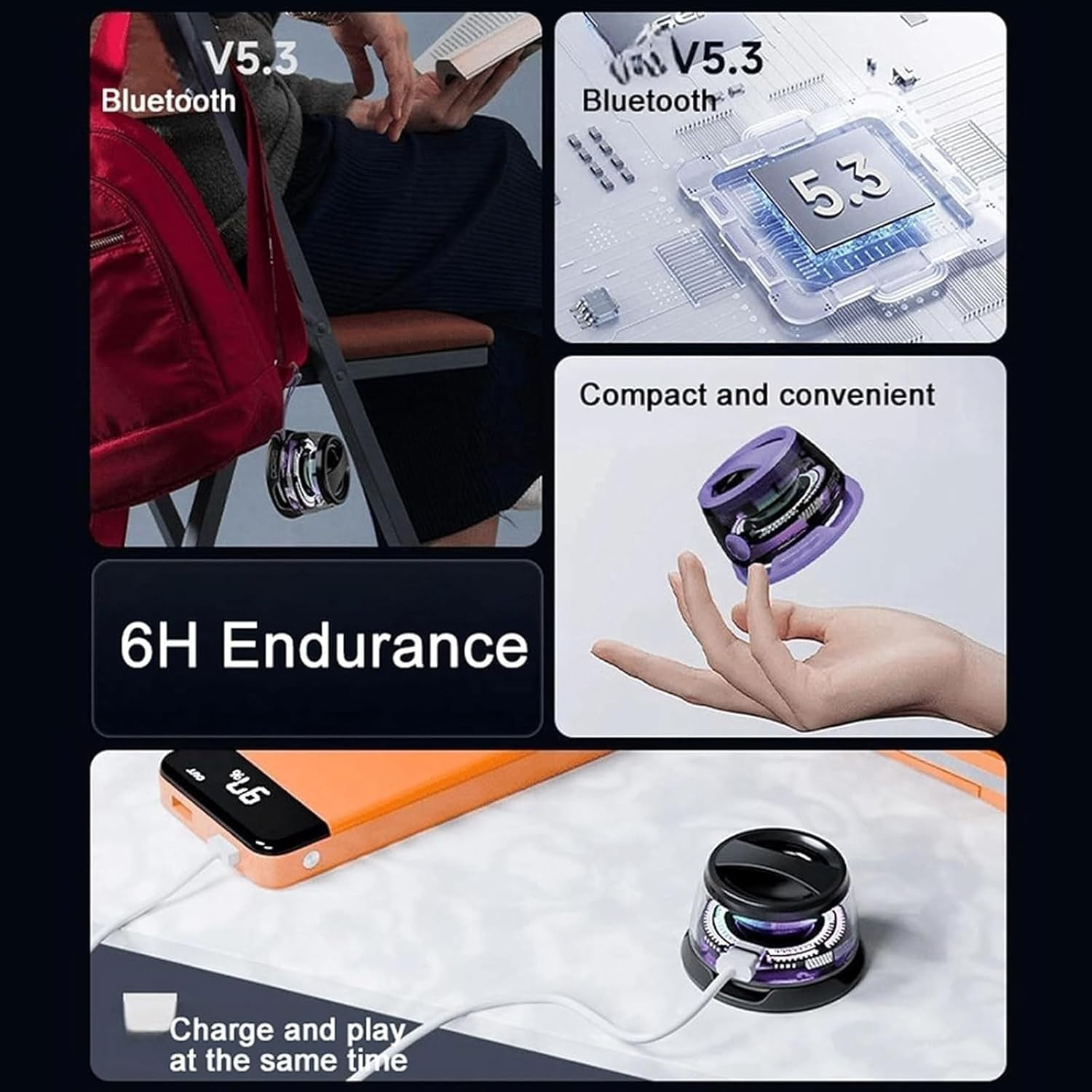 Magbeat Bluetooth Speaker, Mag Beat Bluetooth Speaker, Magbeat Portable Speaker with Magnet, Multifunctional Magnetic Bluetooth Speaker, Wireless Portable Bluetooh Speaker (Orange) - Orange image number 6