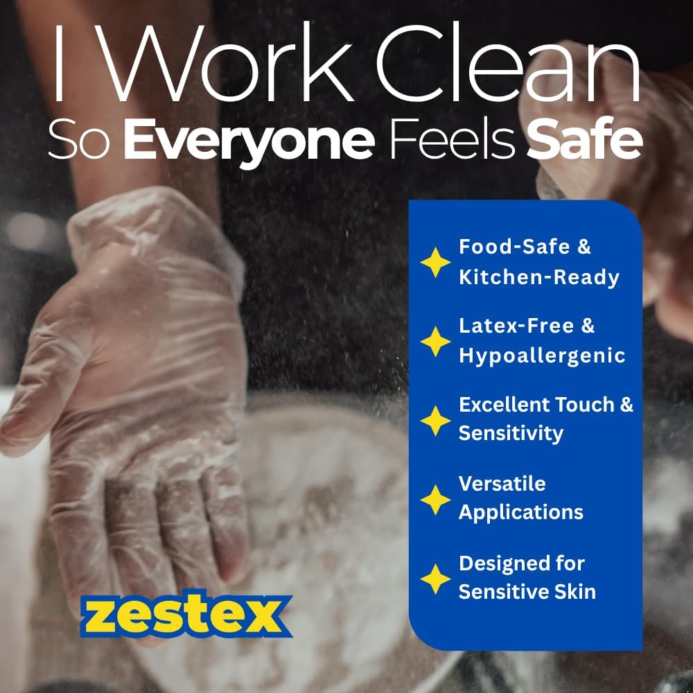 Food Handling, Latex-Free & Powder-Free, Food Safe Multi Purpose Disposable Glove, Clear, Medium, Case/1000 image number 2