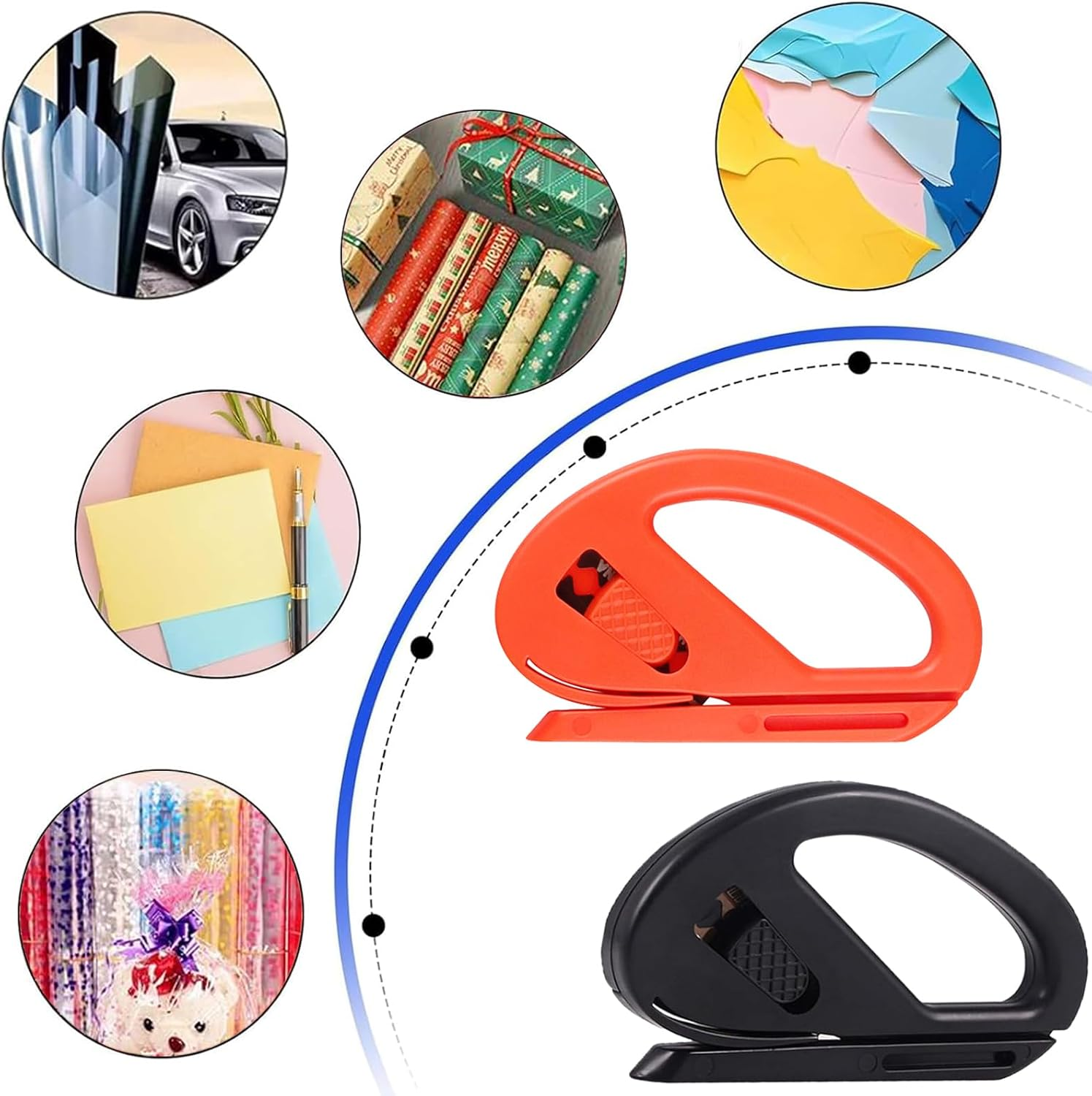 YQQZQ Sliding Gift Wrapping Paper Cutter,2Pack Sharp Paper Cutting with 6Pcs Stainless Blades for Christmas New Year Wedding Birthday Gift Wrapping Paper image number 2