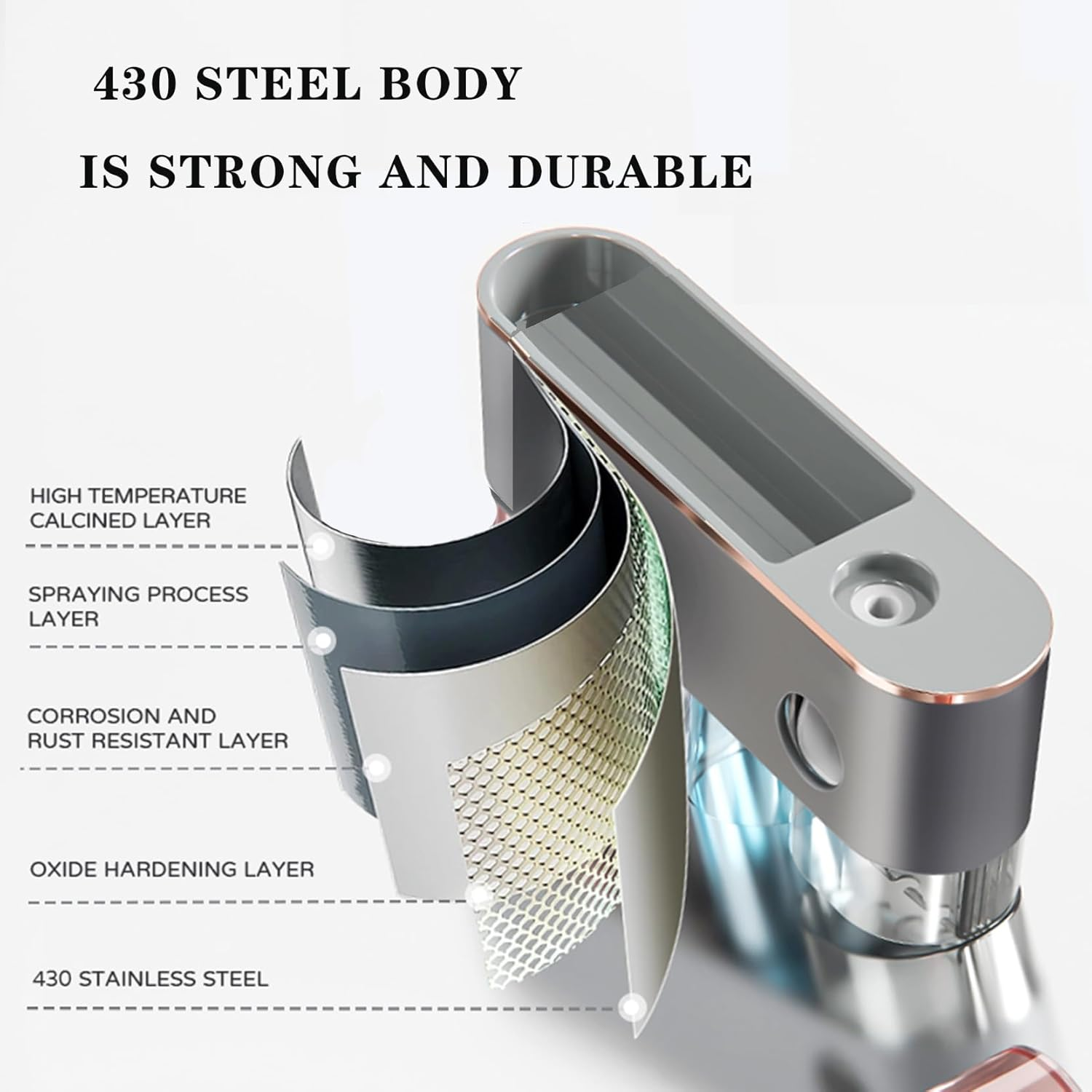 Hushmow Toothbrush Holder Wall Mounted, Toothbrush Holder for Bathroom with Automatic Toothpaste Dispensers,4 Toothbrush Slots,2 Cups and 1 Large Storage Tray - Brushed Gery image number 3