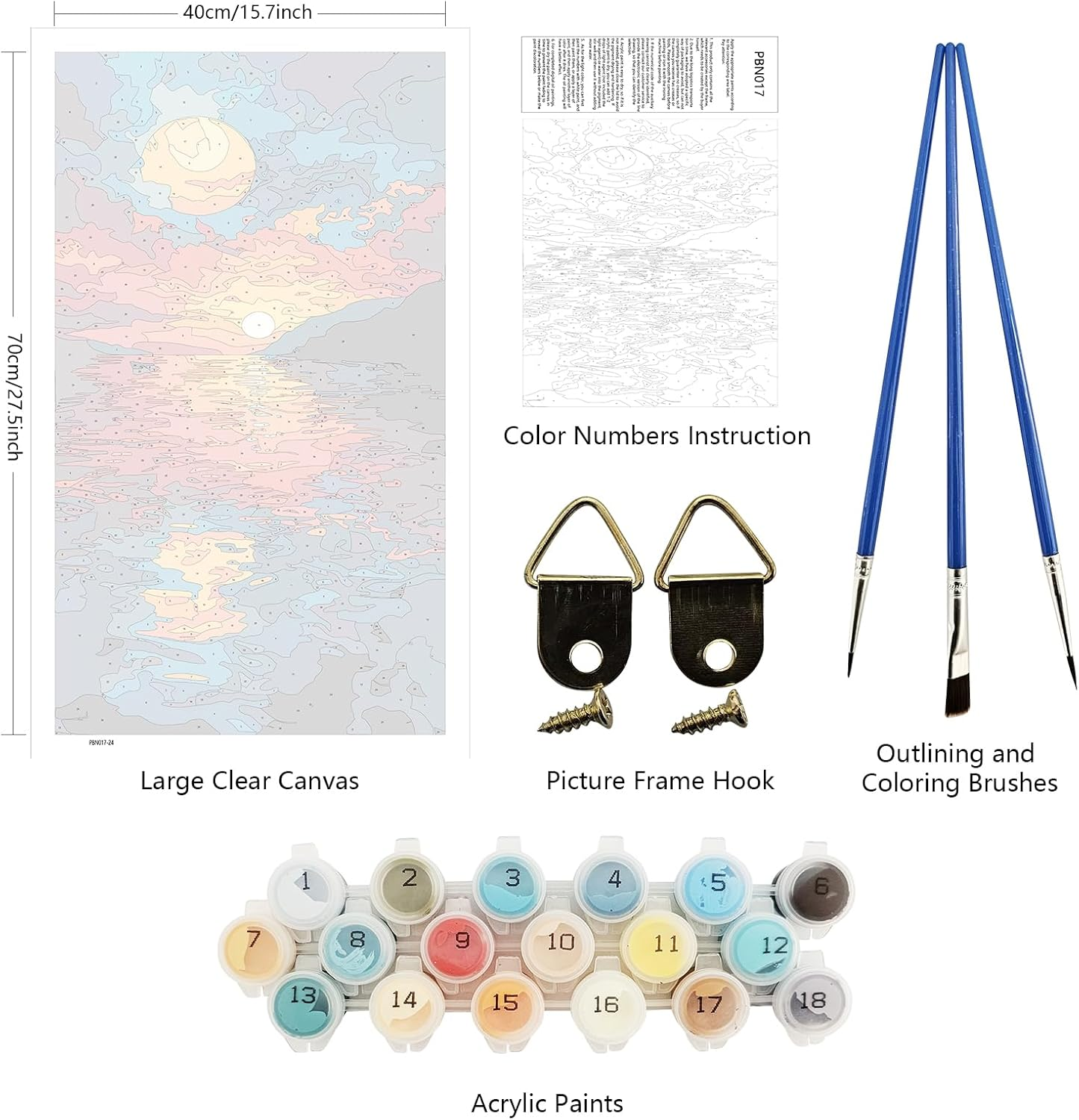 ARTGOTO Paint by Numbers for Adults for Wall Decoration (Frameless) - Large - 40 X 70 Cm - Adult Painting by Numbers - Landscape - Sunset - Paint by Numbers for Adults