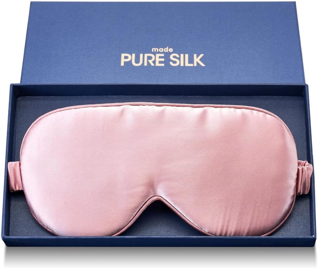 Eye Mask,100% Mulberry High-End Pure Silk Sleep Mask with Gift Box, H HOME-MART Luxuriously Padded Silk Eye Sleeping Mask Silk Eye Mask Comfortable Soft Silk Sleep Masks for Men Women Traveling