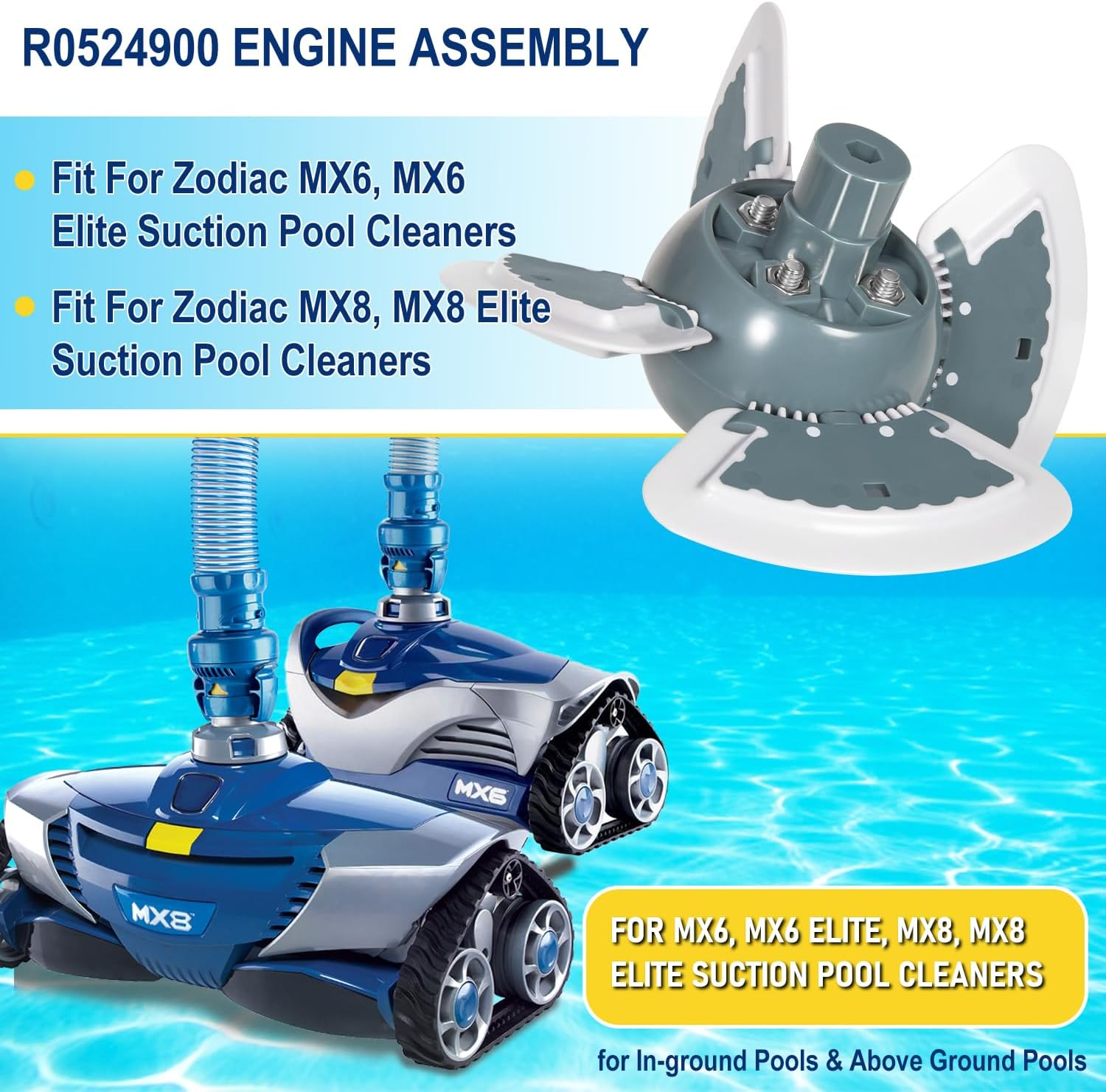 R0524900 Engine Assembly Replacement Parts Kit Fit for Zodiac Baracuda MX6 MX8 MX6EL MX8EL Elite Automatic Suction Side Pool Cleaner Vacuum image number 6