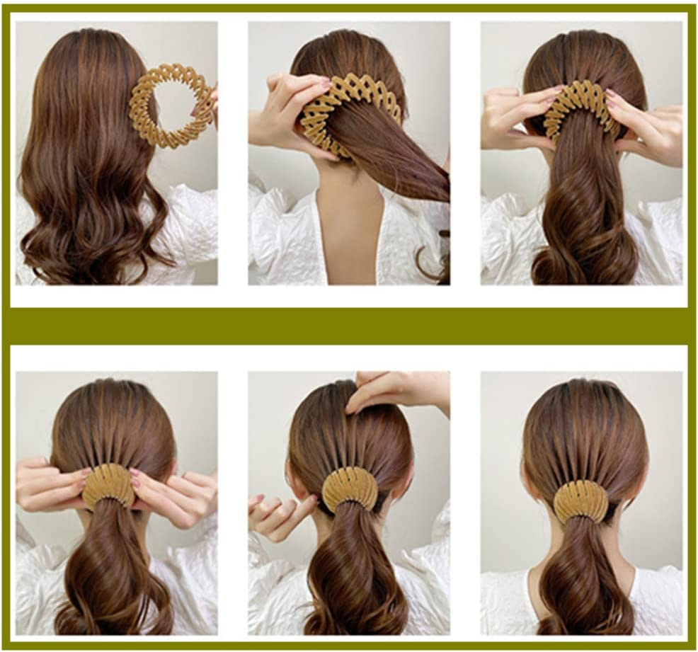 5 Pcs Birds Nest Hair Clip,Ponytail Hairpin Curling Iron,Bird Nest Shaped Hair Clips Hair Claw Clamps Bun Makers Expandable Ponytail Holder Hair Accessories for Women and Girls image number 4