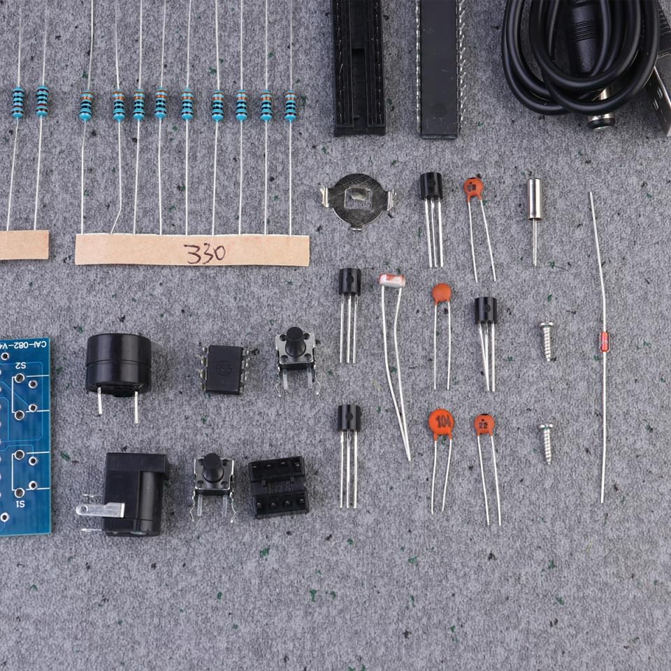 WOFASHPURET Digital Alarm Clock Kit, 1 Set DIY Rotating Digital LED Display Module Alarm LED Components Soldering Practice DIY Timer Kit for Home School Office