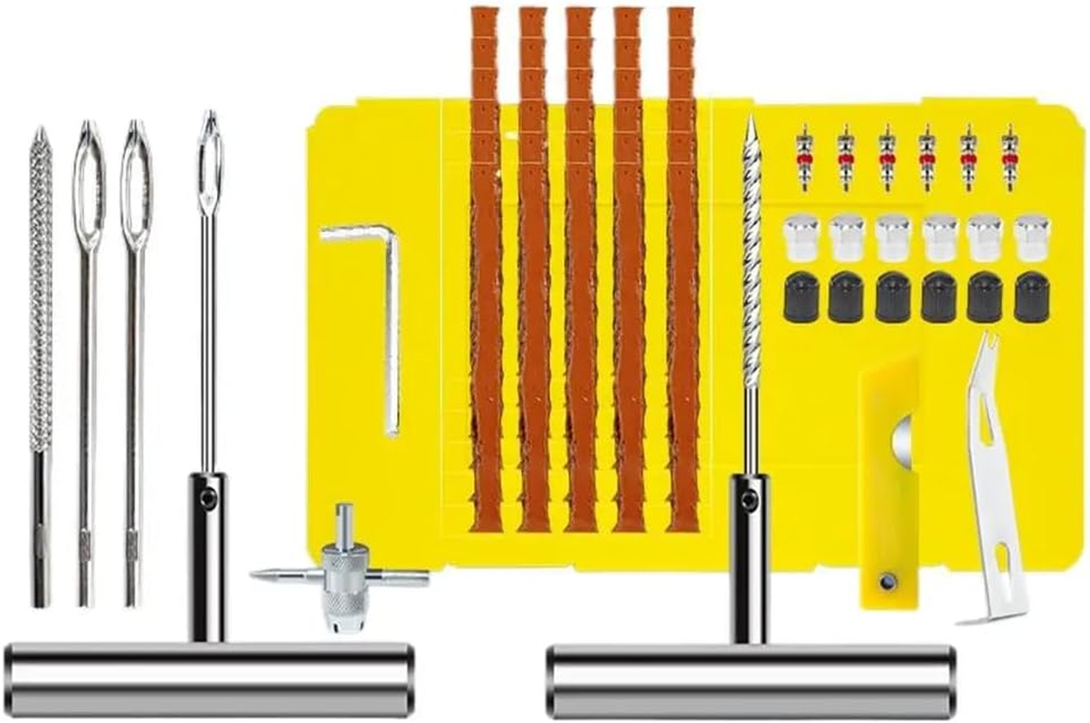57 Piece Tyre Repair Kit, Heavy Duty Tyre Plug Set, Heavy Duty Tyre Repair Tools and Tyre Repair Kit for Car, Truck, ATV, RV, SUV, Lawn Mower, Motorcycle, Tractor, Trailer image number 1