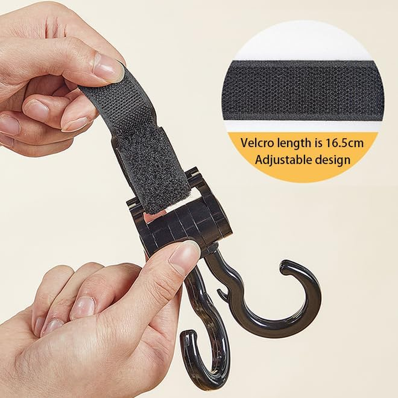 XUNQUCOM Baby Stroller Double Hooks Adjustable Stroller Hooks for Hanging Diaper Bags and Shopping Accessories Black image number 1