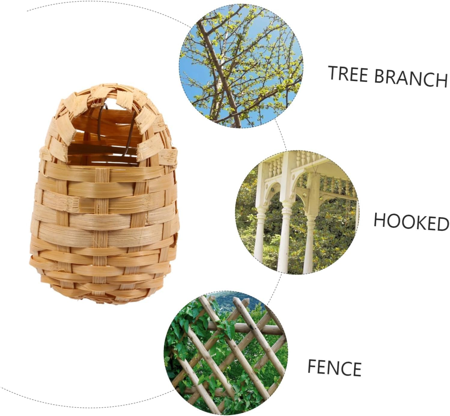 Limcryspp 6Pieces Handmade Bamboo Nest Resting Place, Bird House Creativity, Bird Nest Swallow Weaving, Bird House Grass Bird House Hand-Woven Bird Garden, Bird House