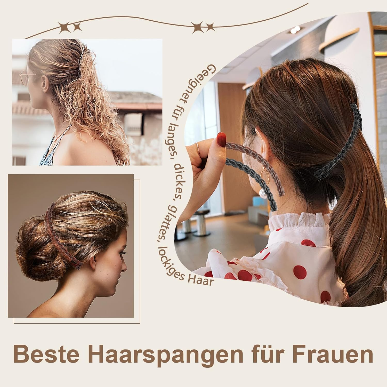 Banana Clip Pack of 2, Vintage Banana Hair Clip, Banana Clip Hair for Women, Thick, Medium, Curly, Straight Hair (Black, Brown) image number 1