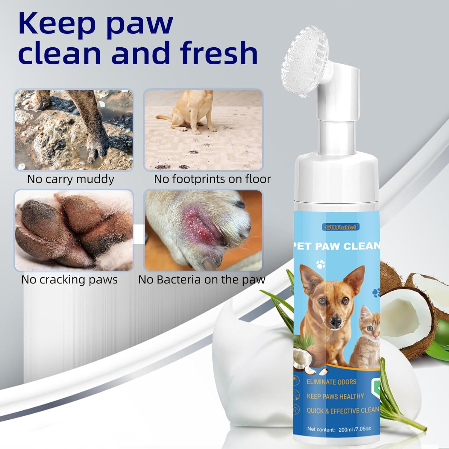 Dog Paw Care Kit,No-Rinse Paw Cleaner for Dogs & Cats,Dog Paw Balm for Heals -Repairs Dry Cracked Paws & Nose with 1 Pet Cleaning Towels,Natural Dog Paw Protector for Pet Foot Washer Care (200 Ml) image number 3