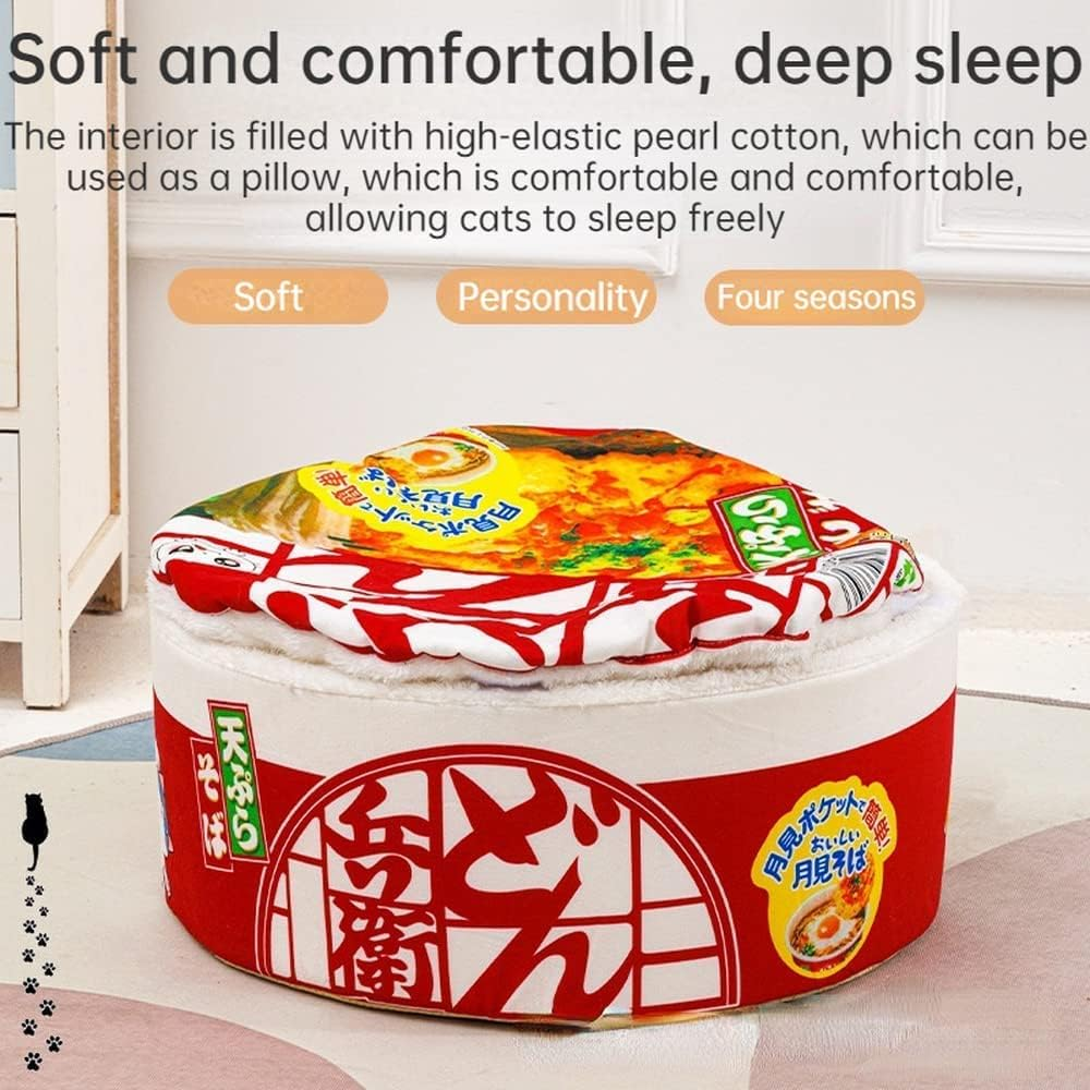 Cat Nest Instant Noodle Shape Cat House Cat Sofa Bed Cute and Comfortable Pet Cat House Detachable Multifunctional Soft Pet Bed Suitable for Cats and Dogs Applicable to All Seasons (S,Orange) - Pink image number 7