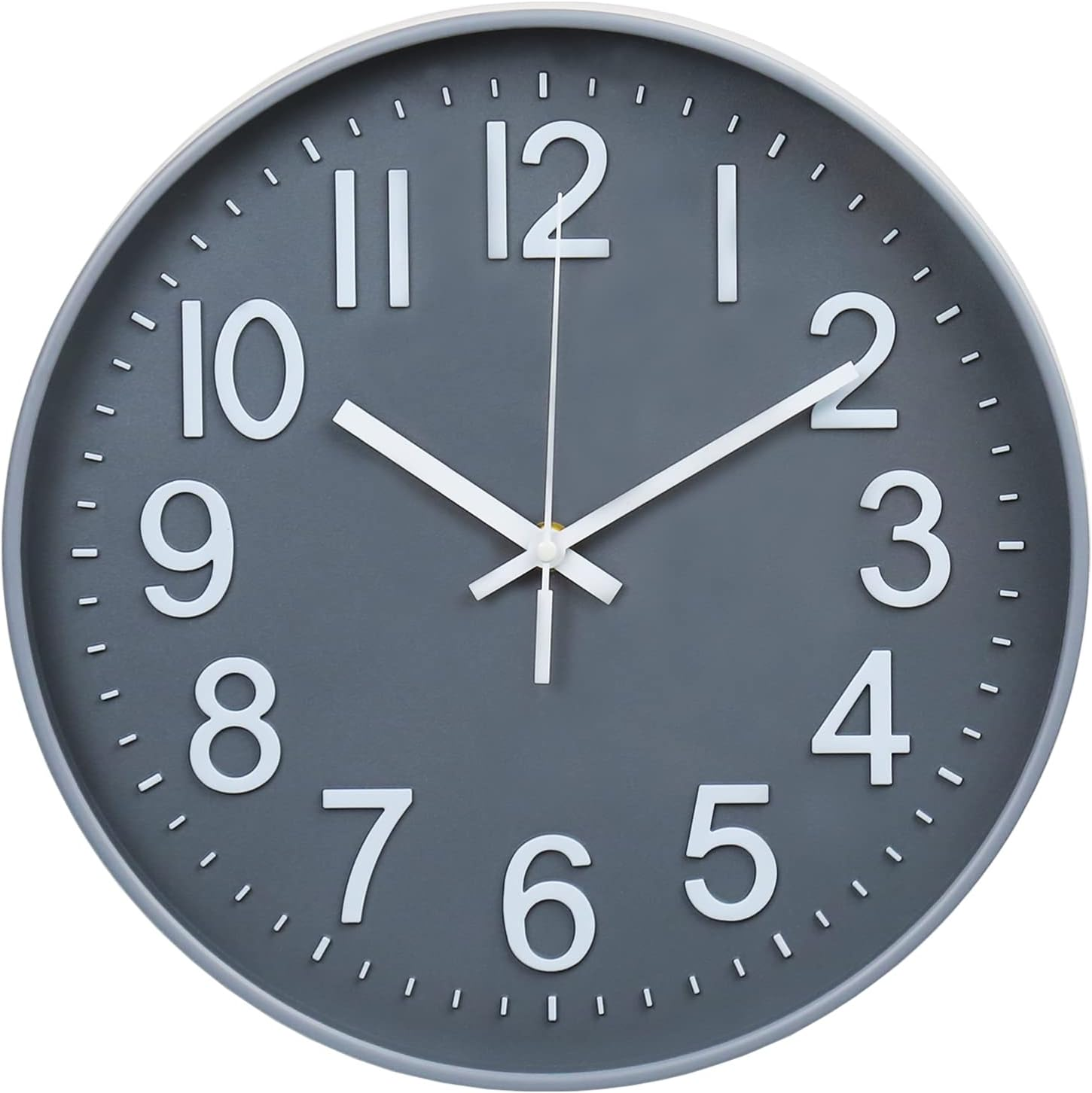 Wall Clock 12" Silent Non-Ticking Modern Wall Clocks Battery Operated for Office, Home, Bathroom, Kitchen, Bedroom, School, Living Room White (Grey Clock) image number 4