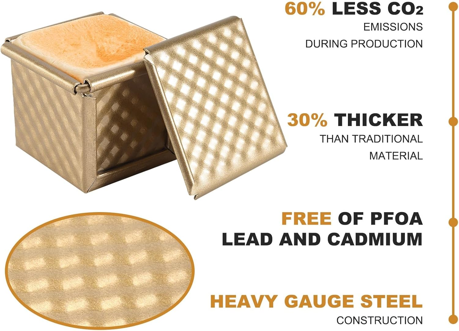 Mini Loaf Pan with Lid, Dough Aluminum Square Non-Stick Toast Box Bread Pan, Pullman Loaf Pan with Lid - 0.55Lb Dough Capacity image number 5