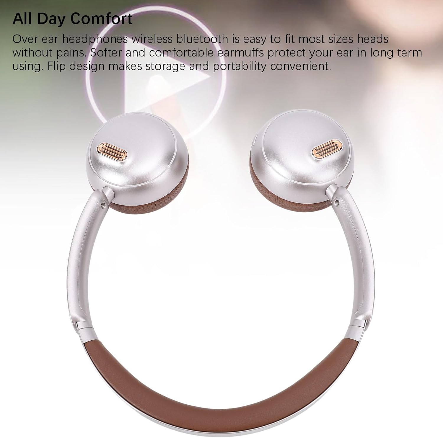 Retro Headphones, Bluetooth 5.4 Headphones over Ear Wireless Headset, 50H Playback, Matte Texture, 40 Mm Membrane, Lightweight Comfortable ANC Headphones for Travel Home (Brown) image number 2