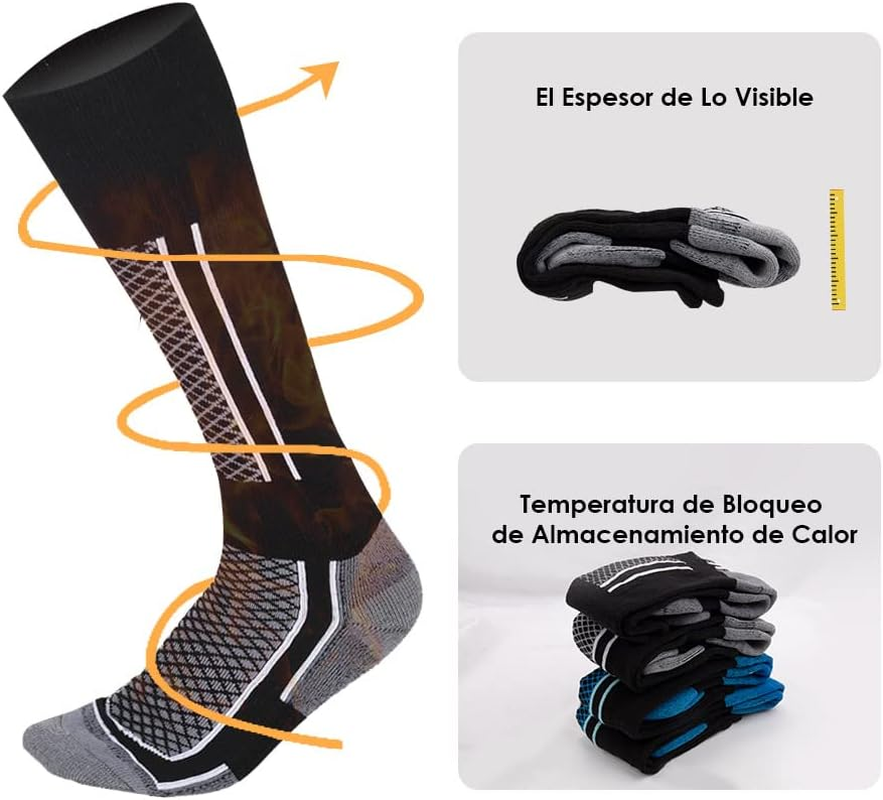 AUTOWT Ski Socks for Men & Women, Cold Weather Wool Socks for Snowboarding, Skating, Hiking, Sea Fishing and Other Outdoor Sports, Winter Thermal Knee-High Socks, Soft Cushion Winter Ski Socks image number 6