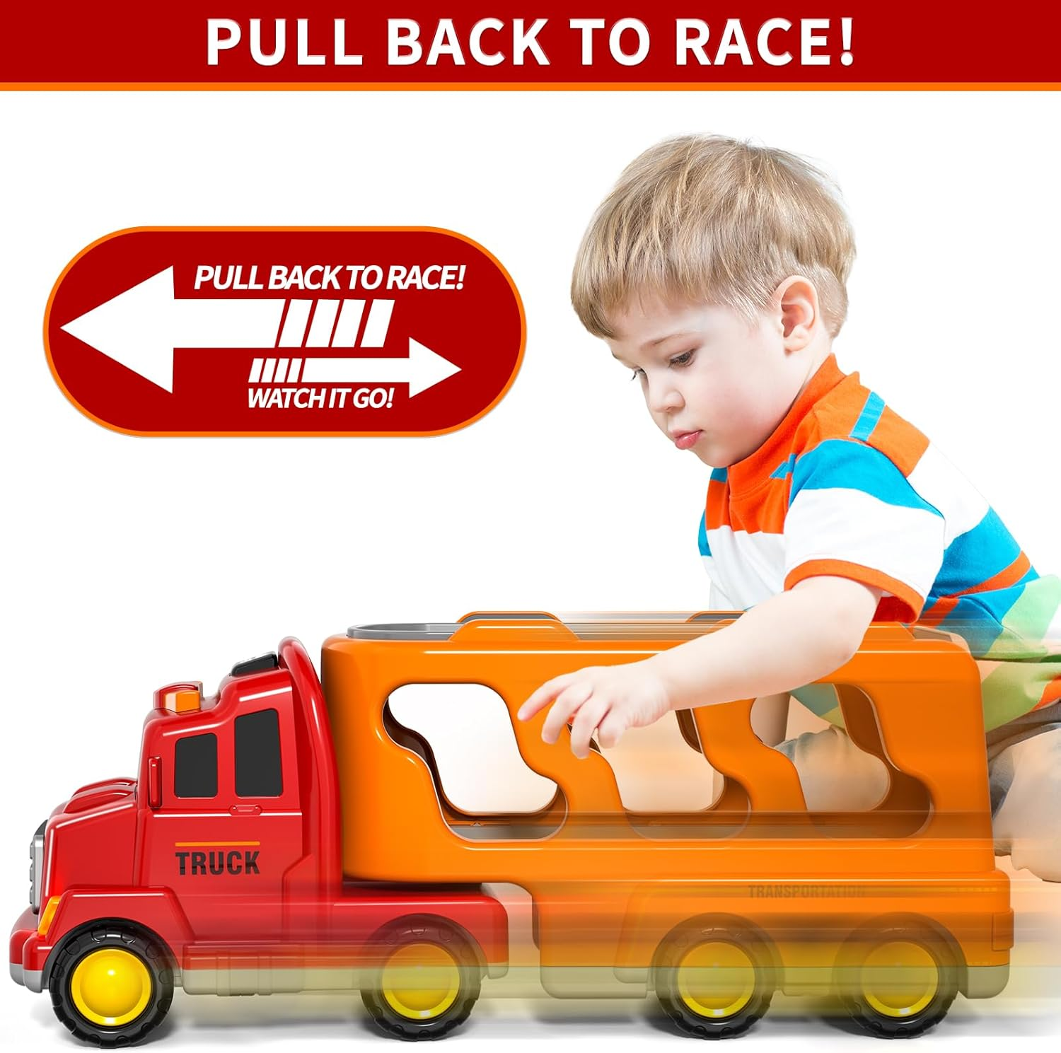 Trucks Cars Toys for 3 4 5 Year Old Boy Toddler, 5 in 1 Carrier Truck Bus Veihicle Playset Boy Toddler Toys with Light Sound, Birthday for Boys Toddlers Kids image number 5